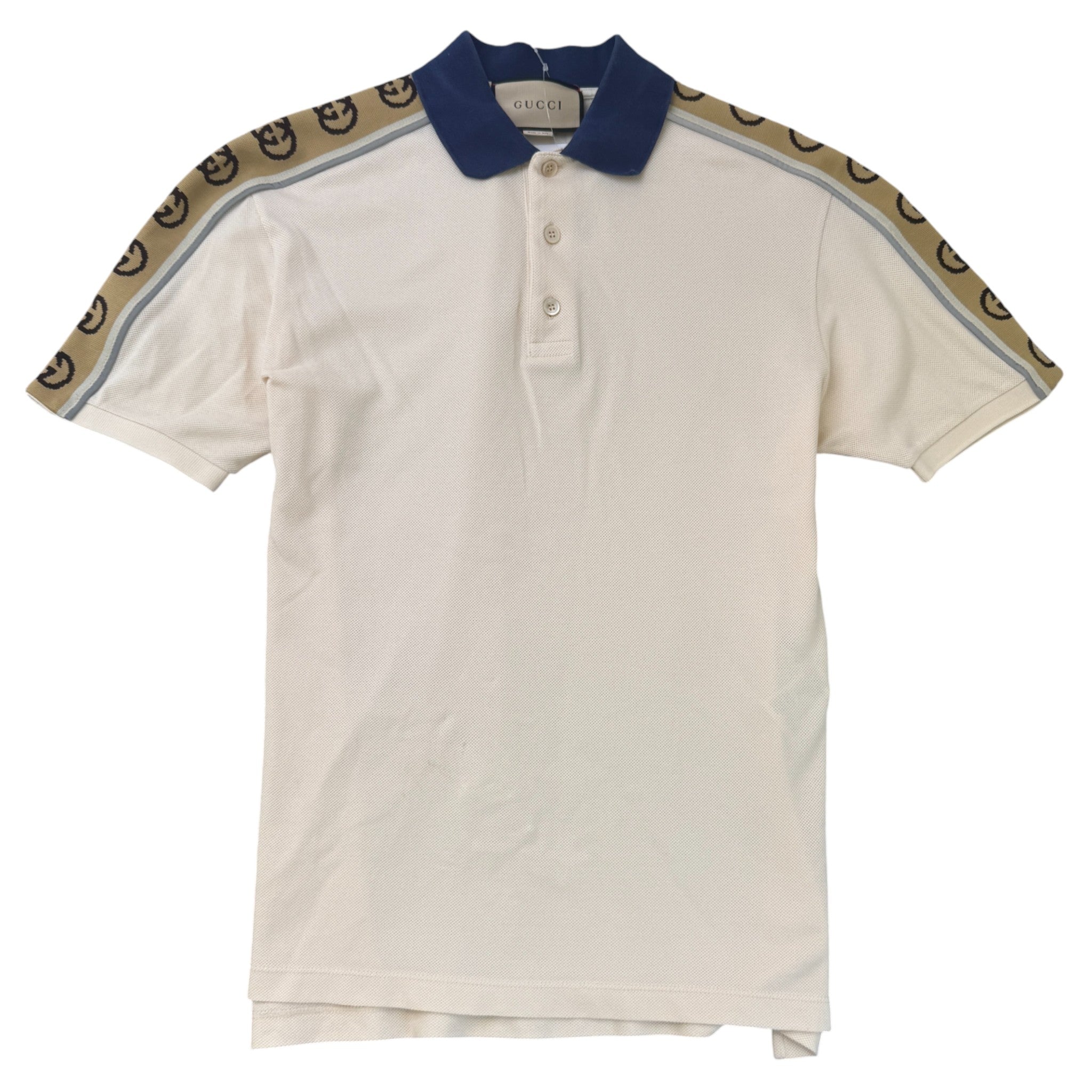 Men's Gg Side Tape Polo Shirt Cream Size S