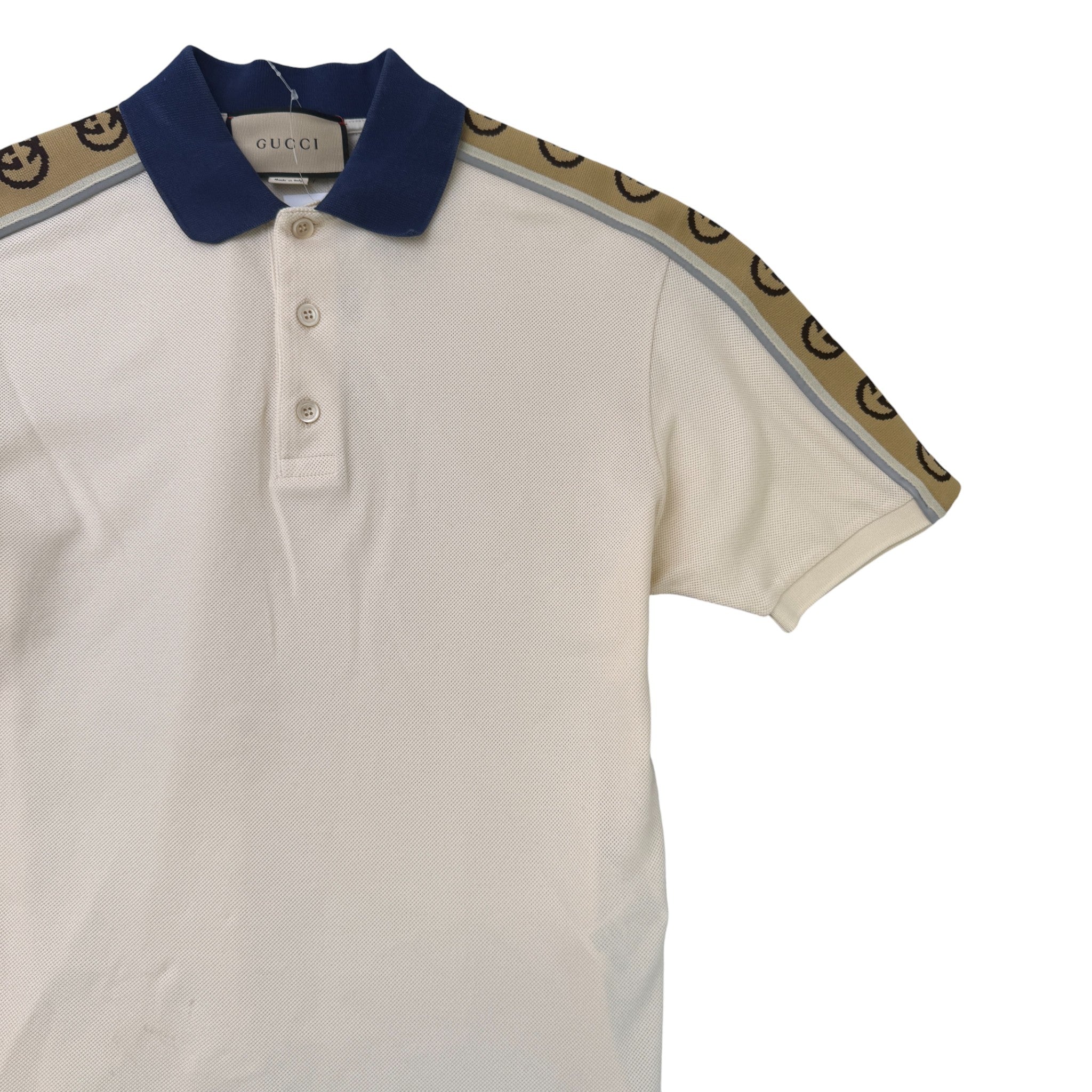 Men's Gg Side Tape Polo Shirt Cream Size S