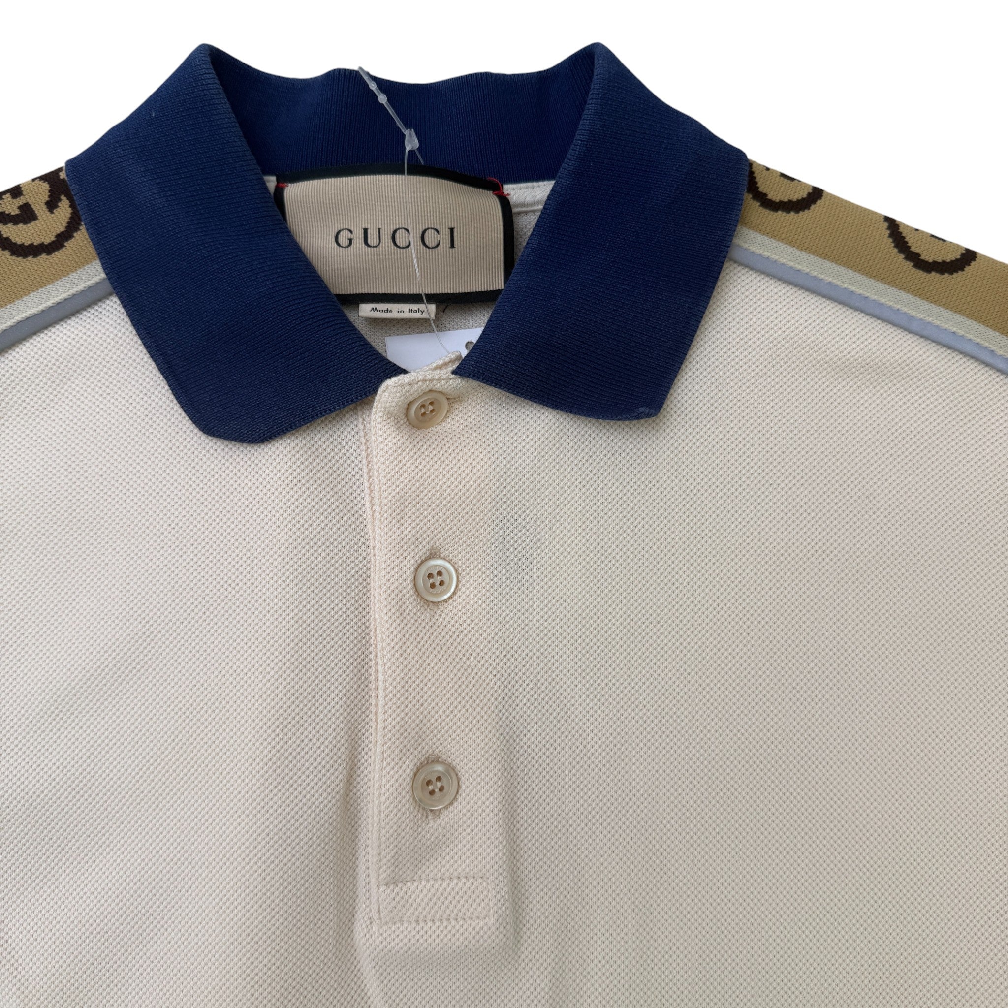 Men's Gg Side Tape Polo Shirt Cream Size S