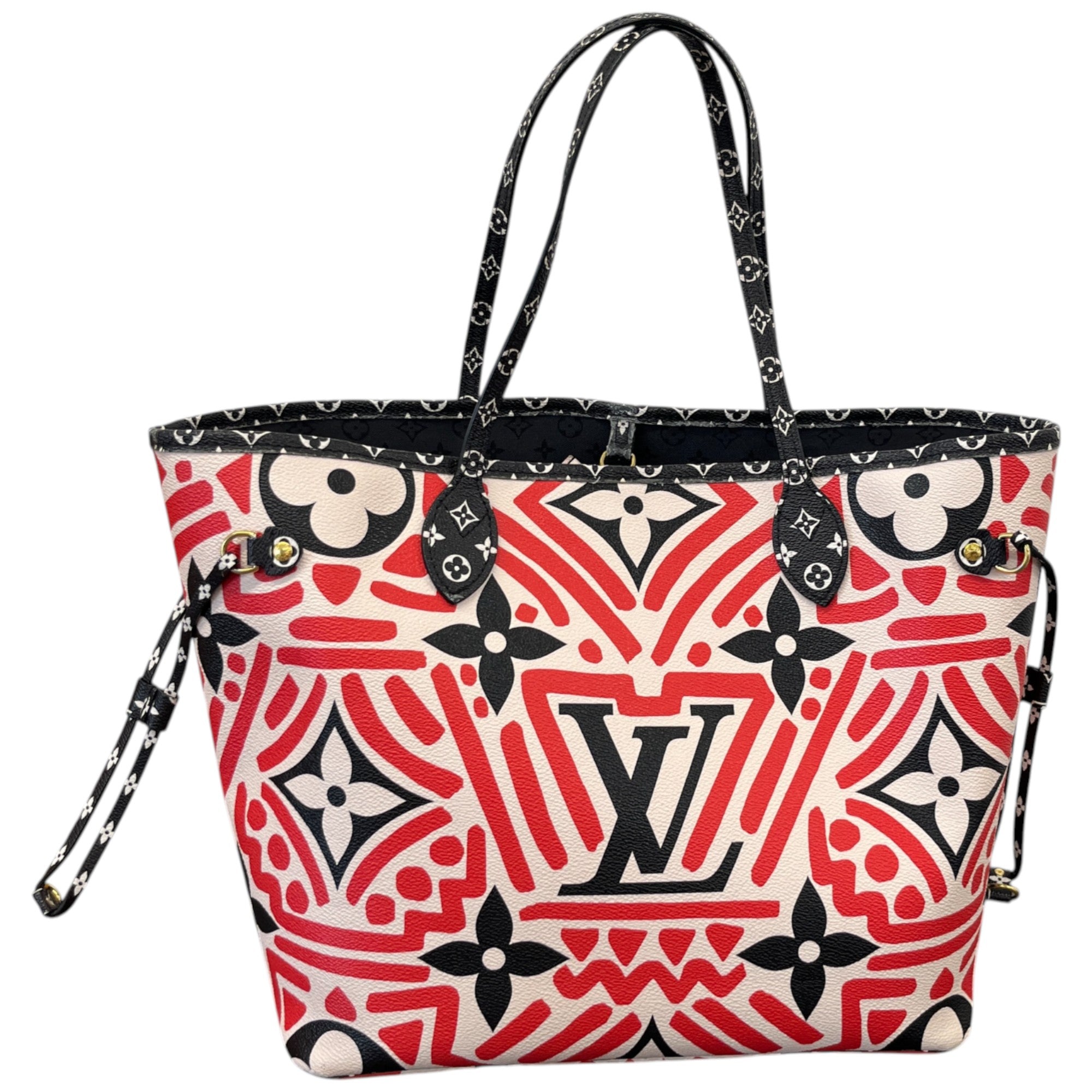 Women's Monogram Giant Crafty Neverfull Mm Creme Rouge Bag Red