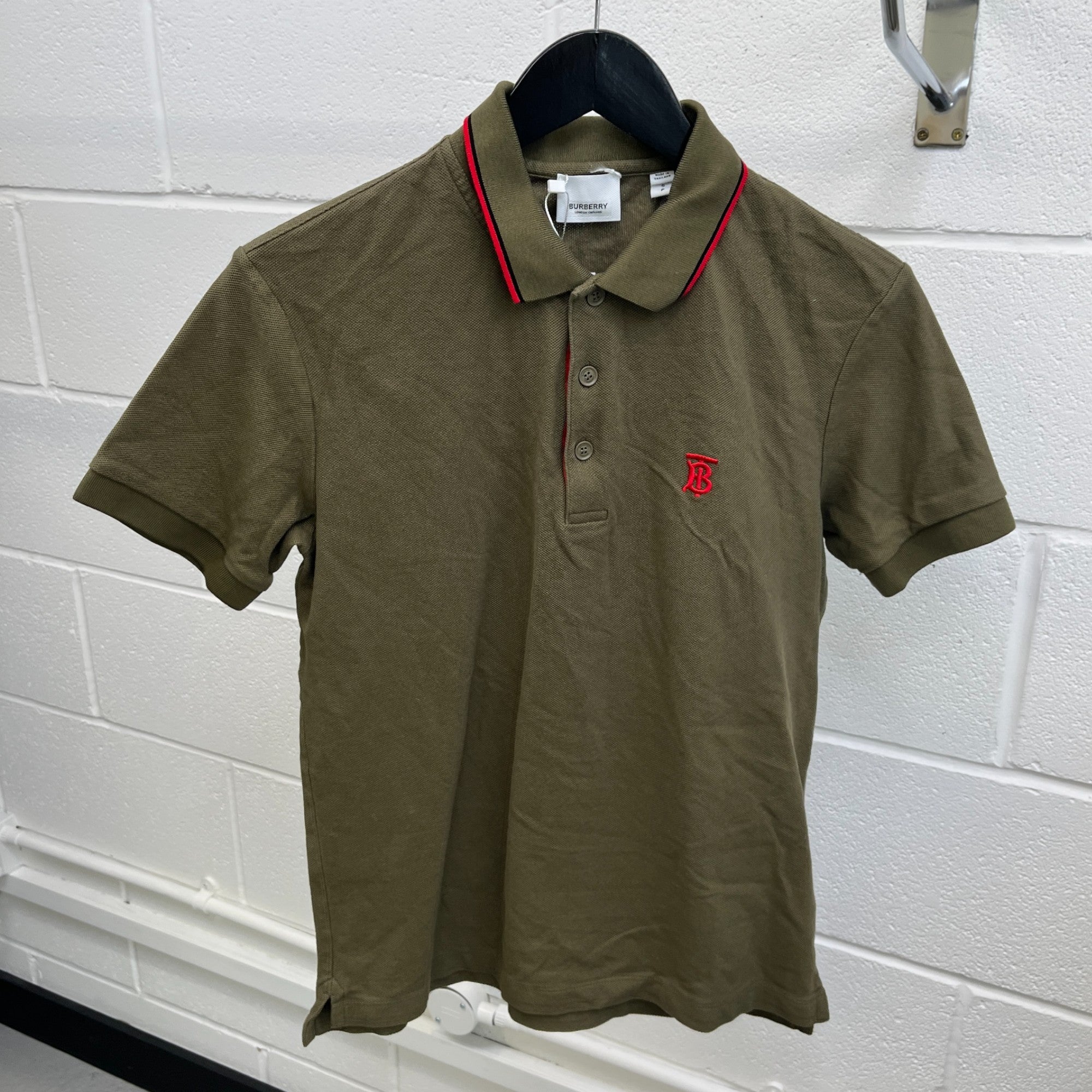 Men's Embroidered Logo Polo Shirt Khaki Size S