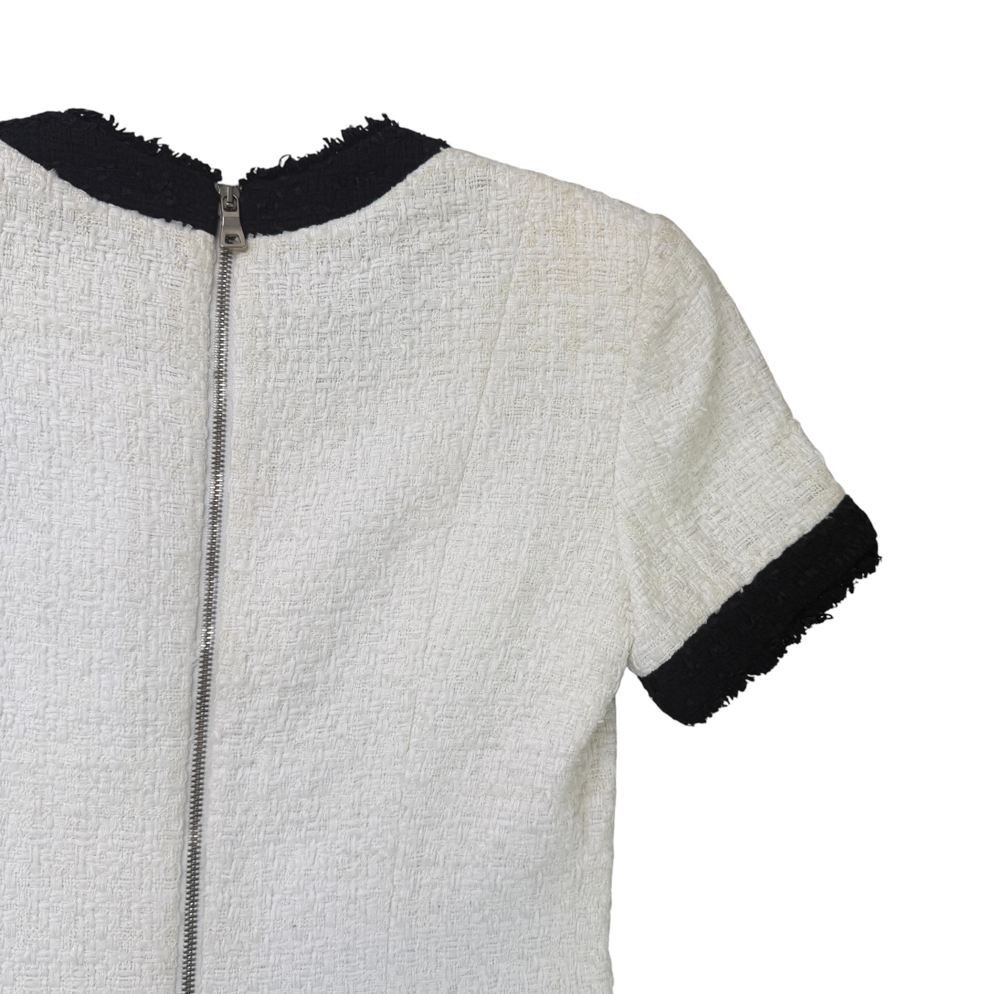 Women's Tweed Short Sleeve Size Fr 40 / Uk 12 Top White Size M