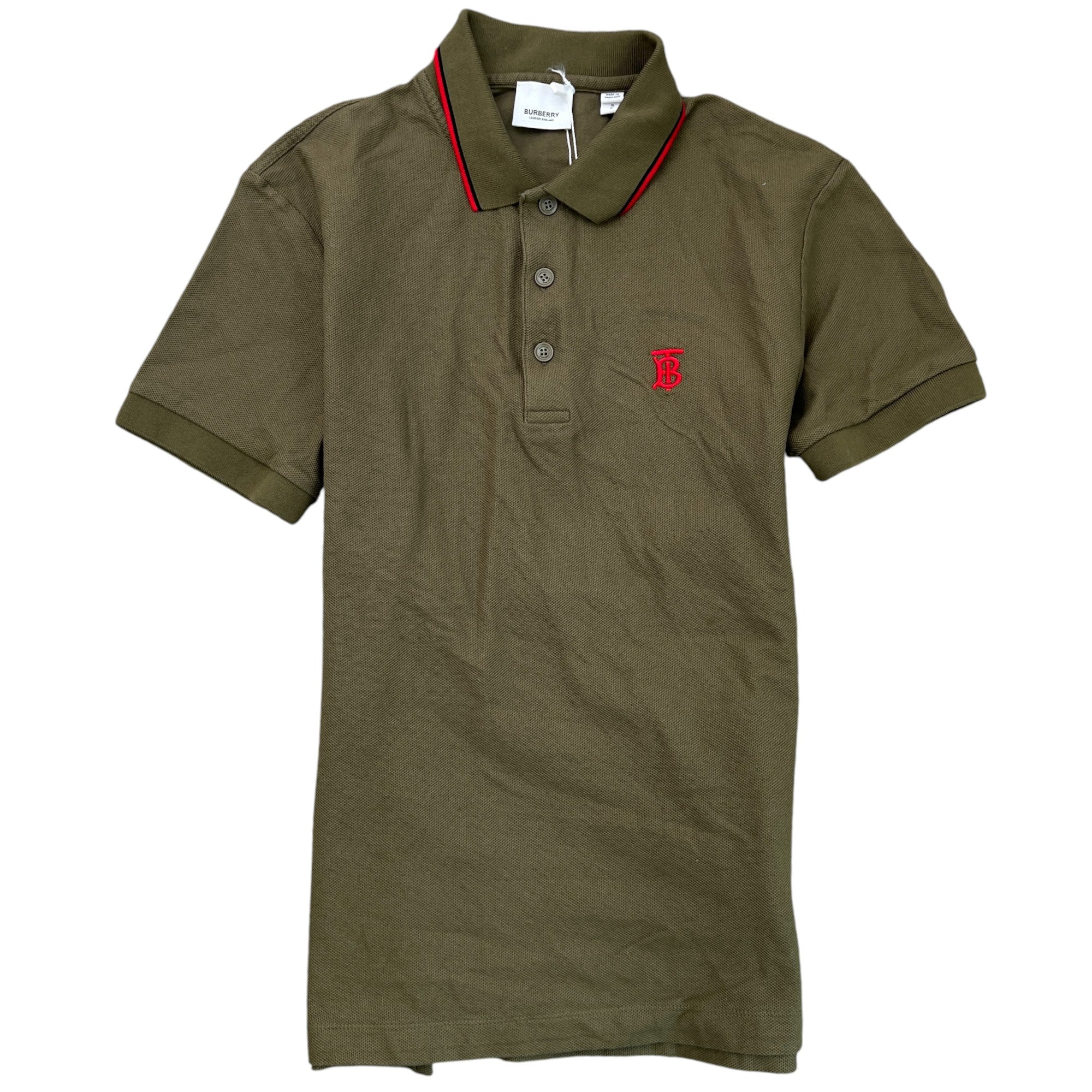 Men's Embroidered Logo Polo Shirt Khaki Size S