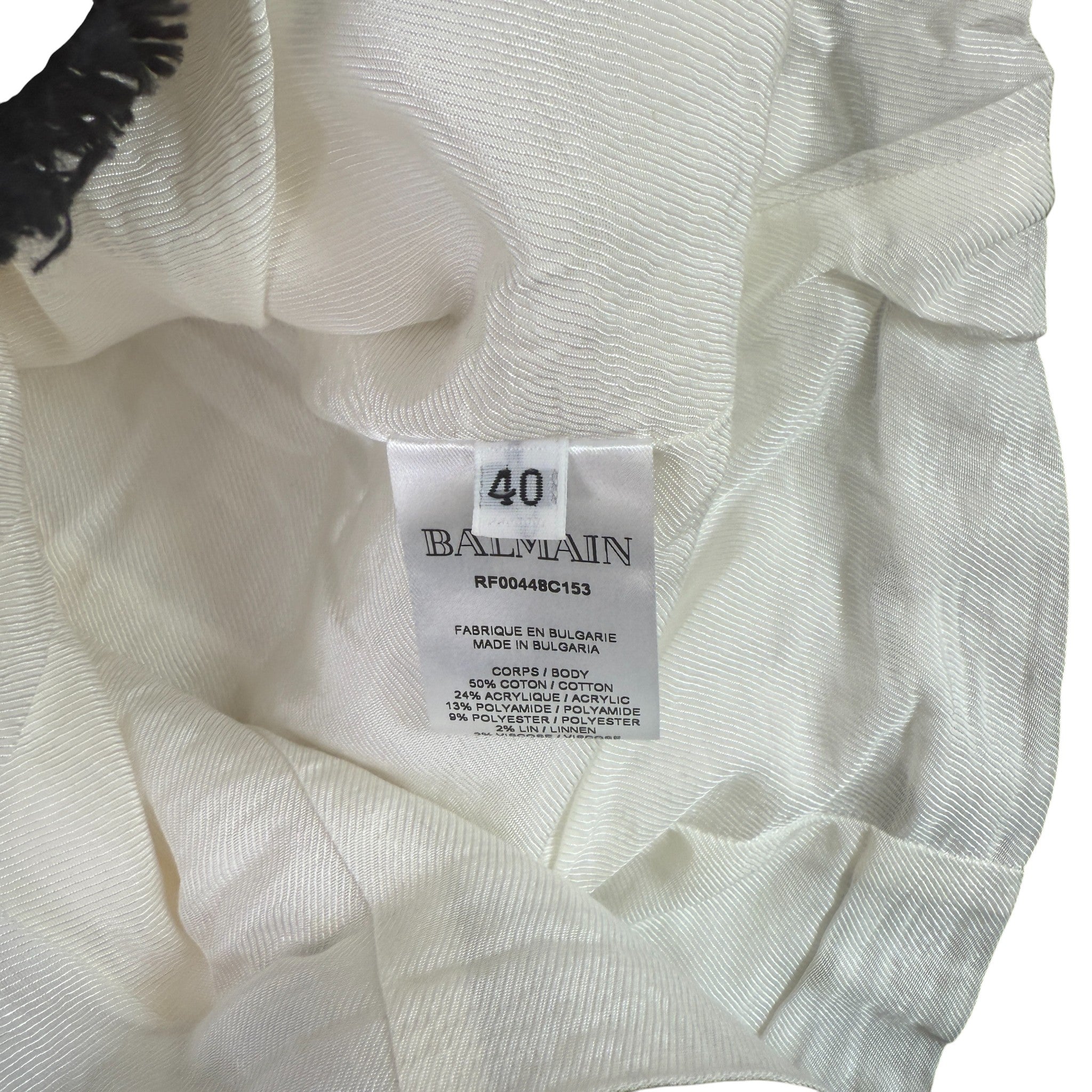 Women's Tweed Short Sleeve Size Fr 40 / Uk 12 Top White Size M