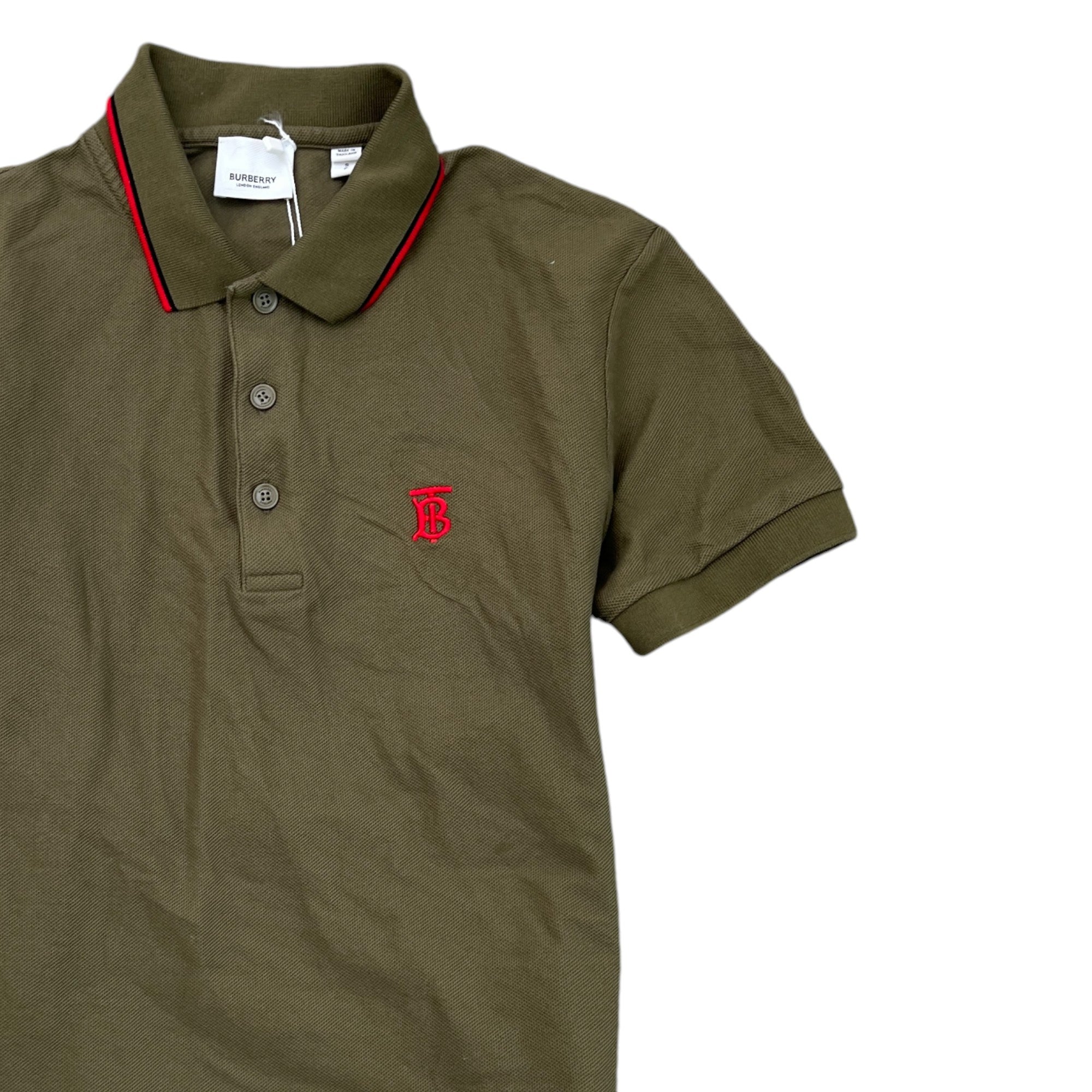 Men's Embroidered Logo Polo Shirt Khaki Size S