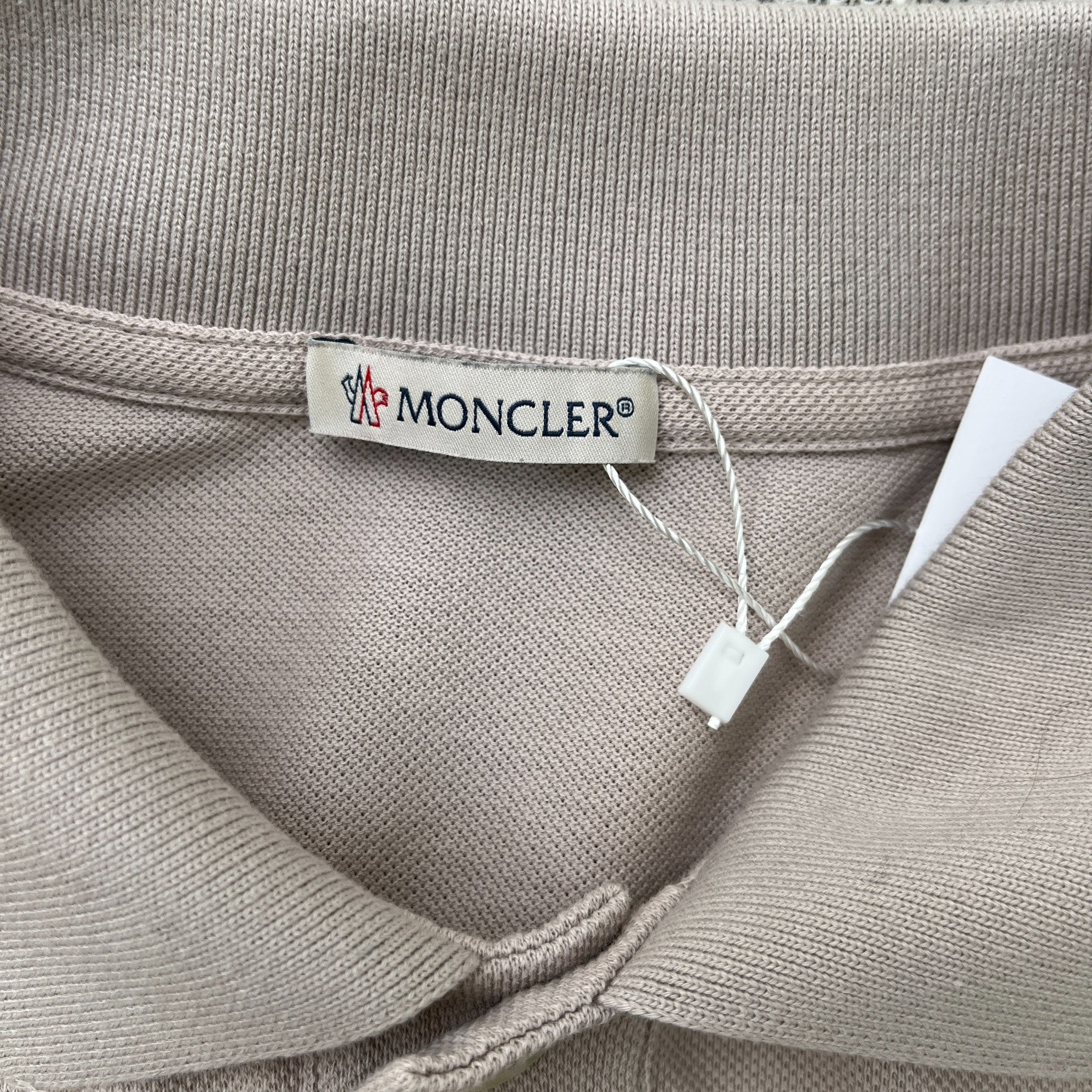 Men's Tricolour Logo Patch Polo Shirt Grey Size L