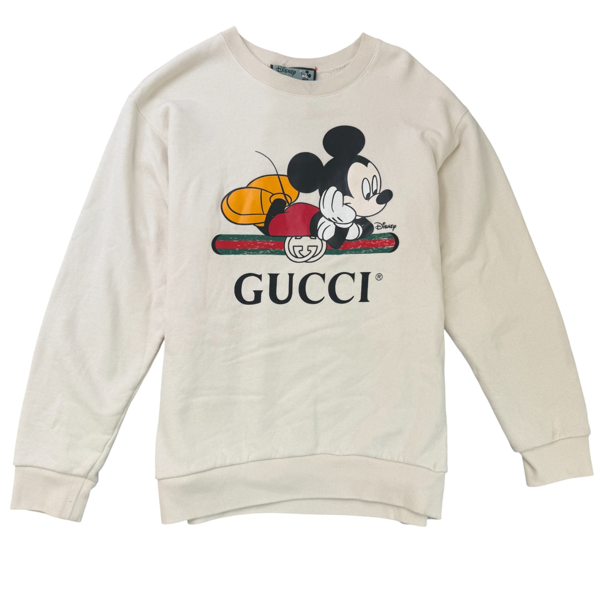 Men's X Disney Mickey Mouse Print Jumper Cream Size M