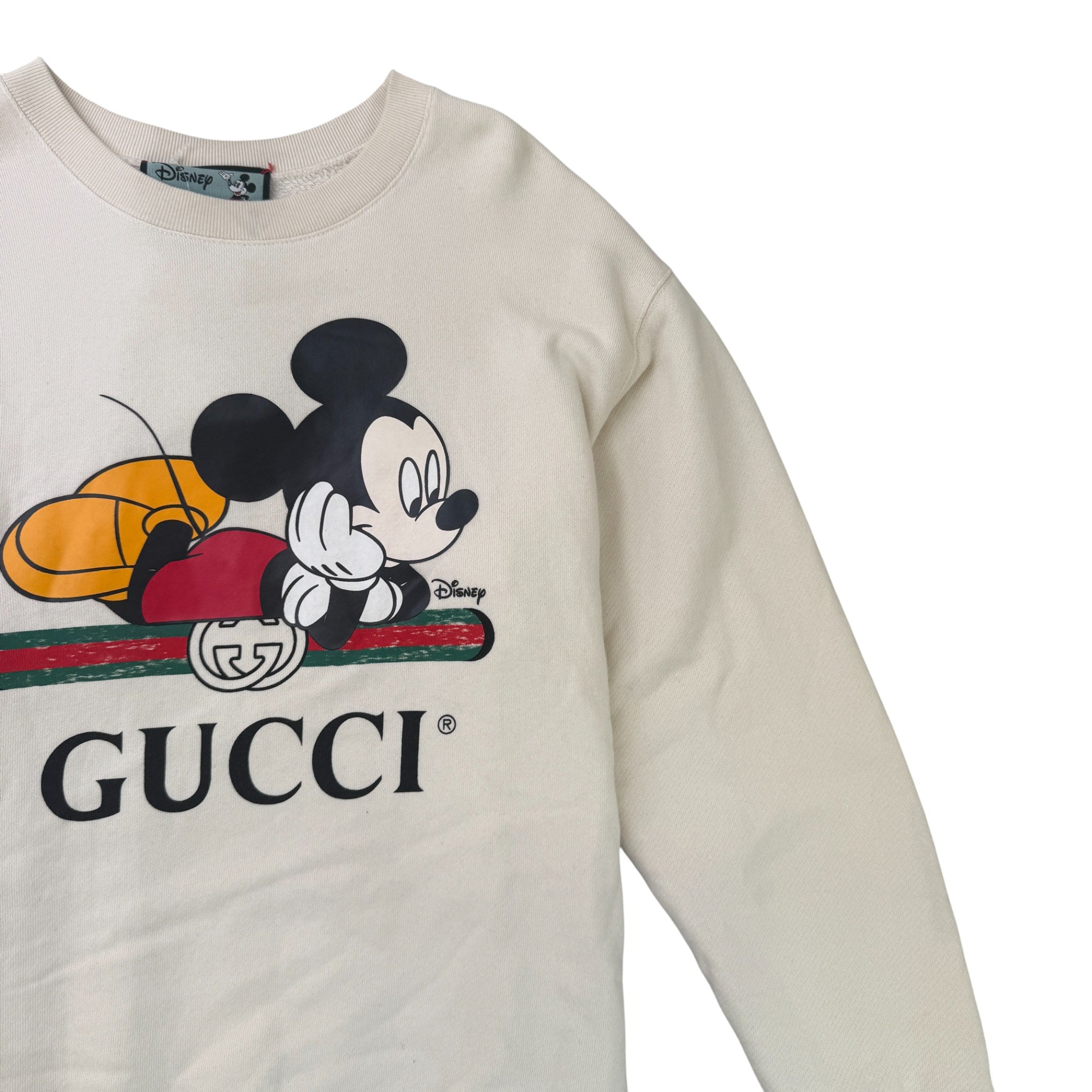 Men's X Disney Mickey Mouse Print Jumper Cream Size M