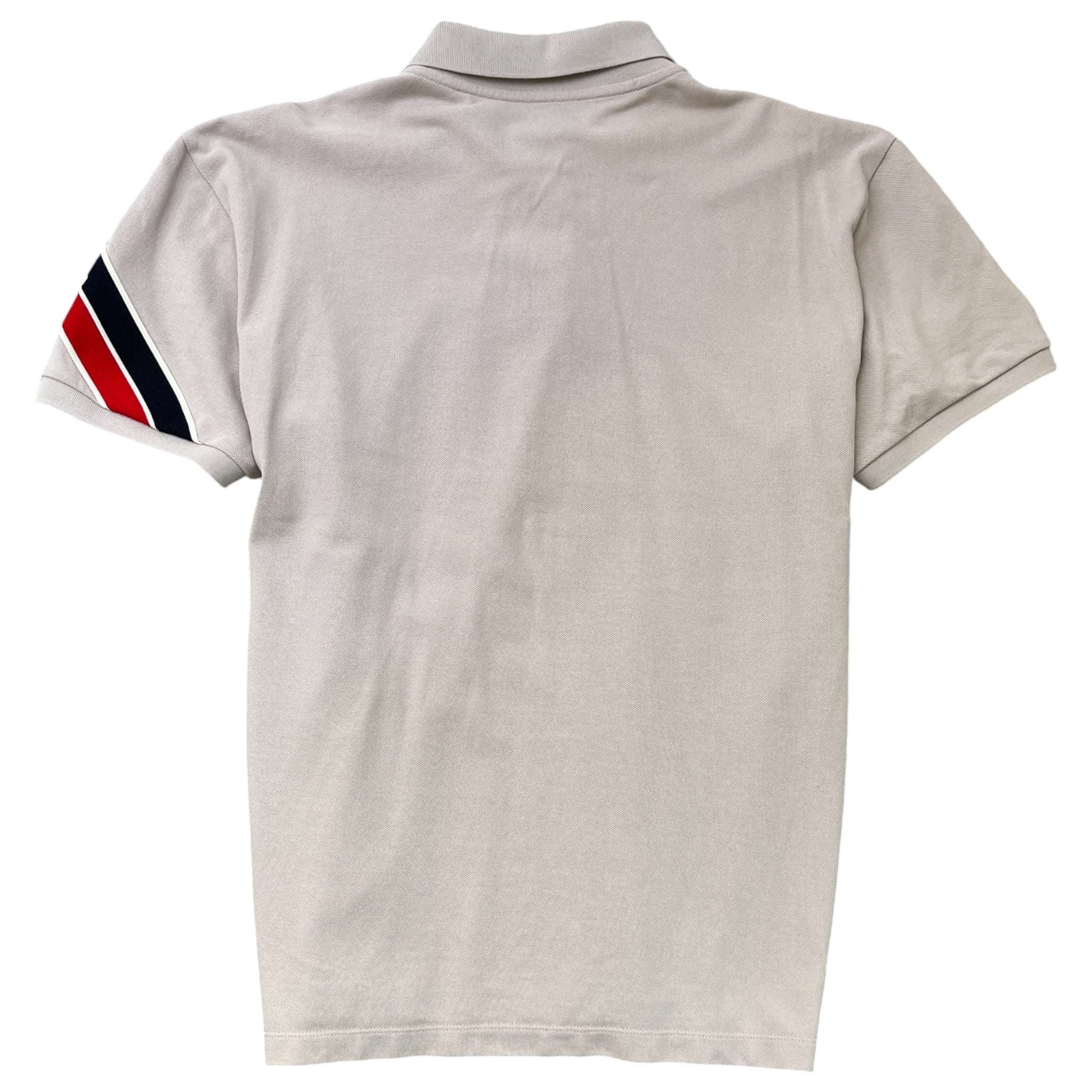 Men's Tricolour Logo Patch Polo Shirt Grey Size L