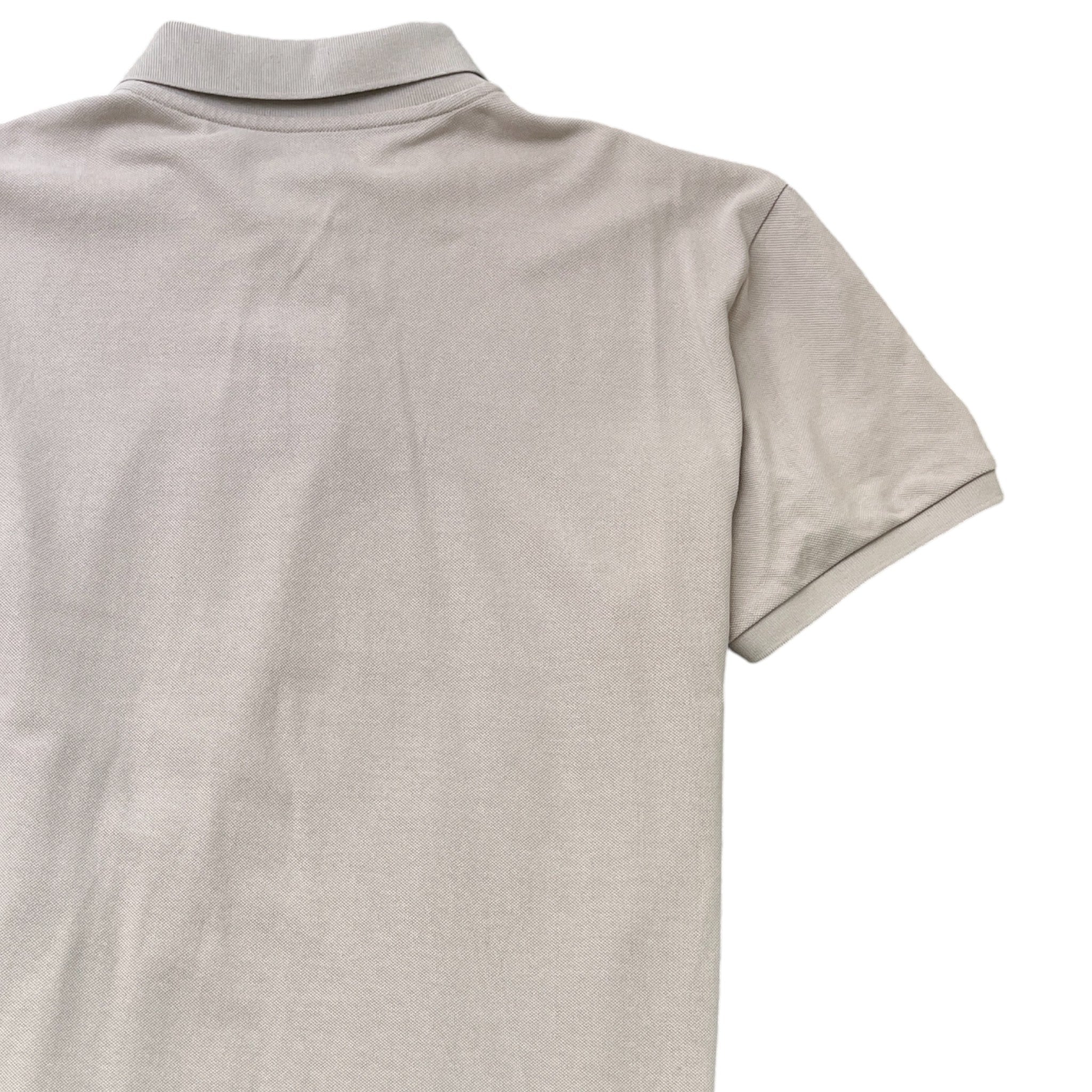 Men's Tricolour Logo Patch Polo Shirt Grey Size L