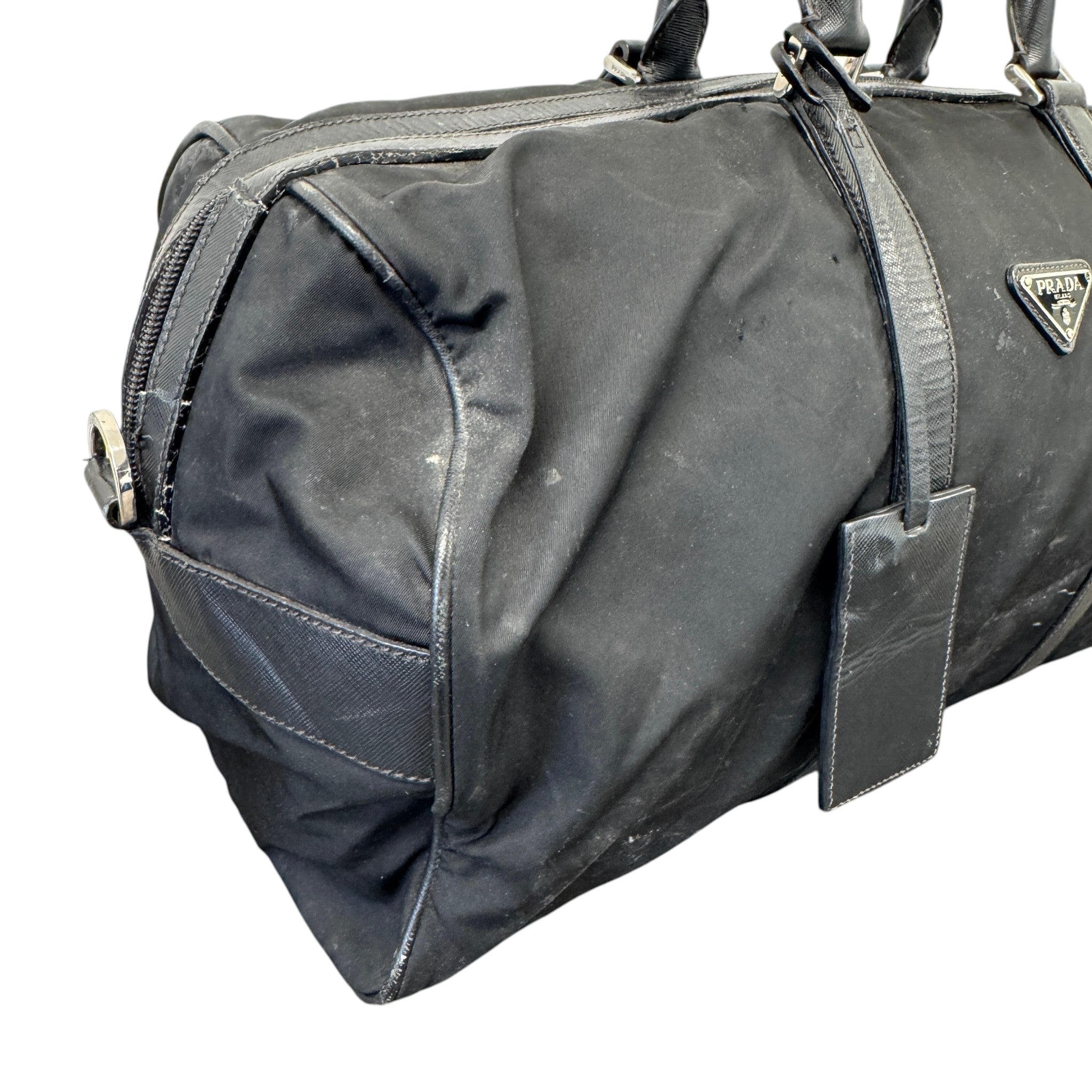 Women's Re-Nylon Plaque Logo Bag Black