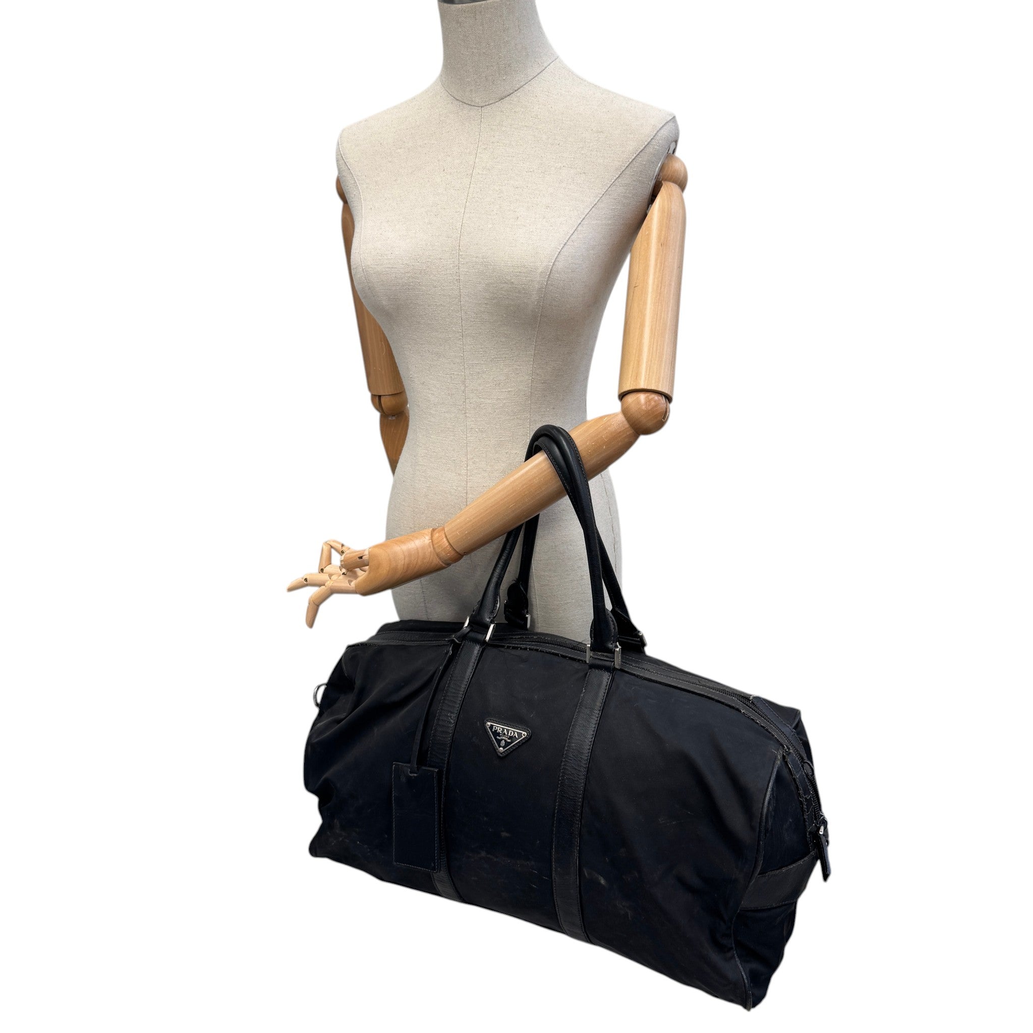 Women's Re-Nylon Plaque Logo Bag Black