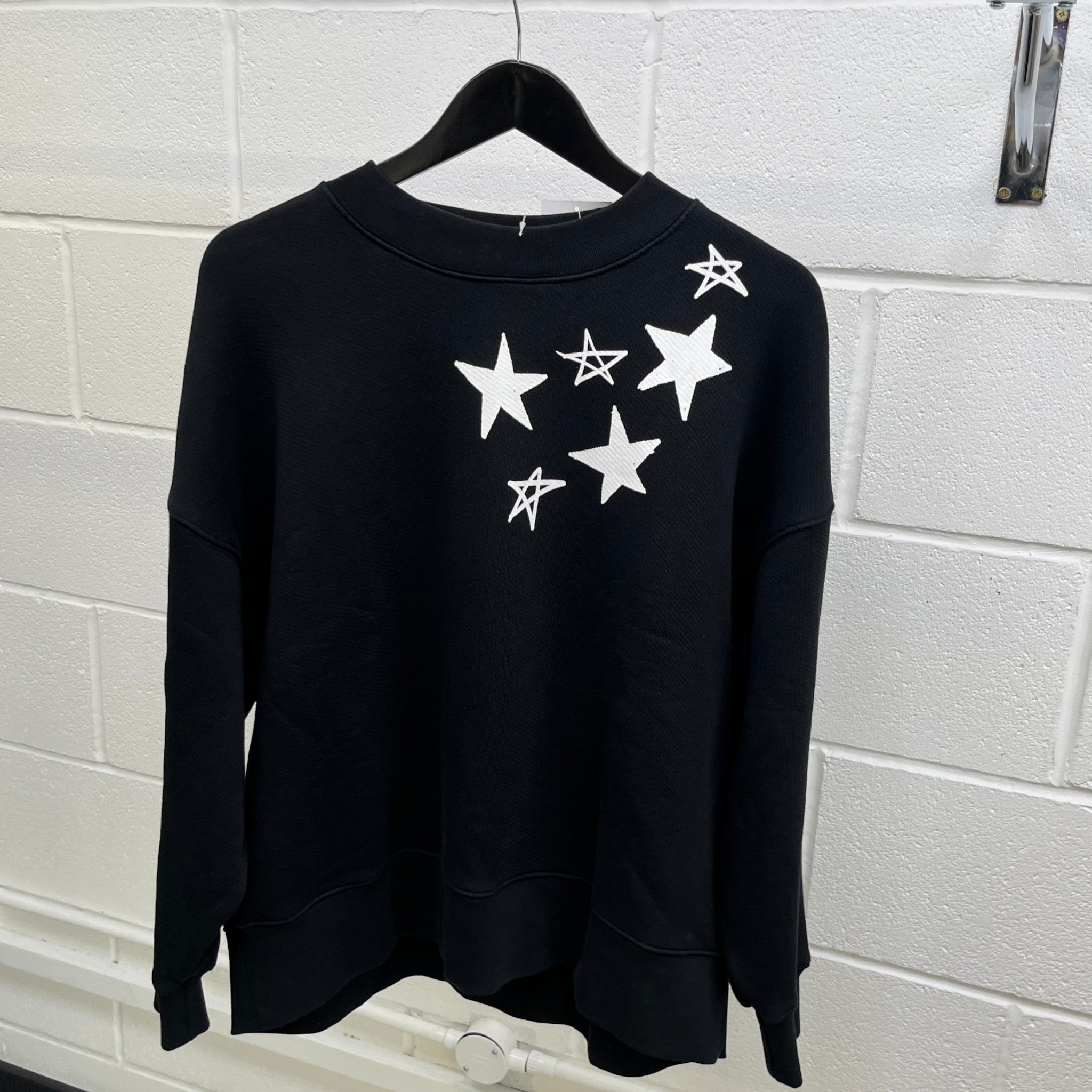 Men's Shooting Stars Logo Sweatshirt Black Size M