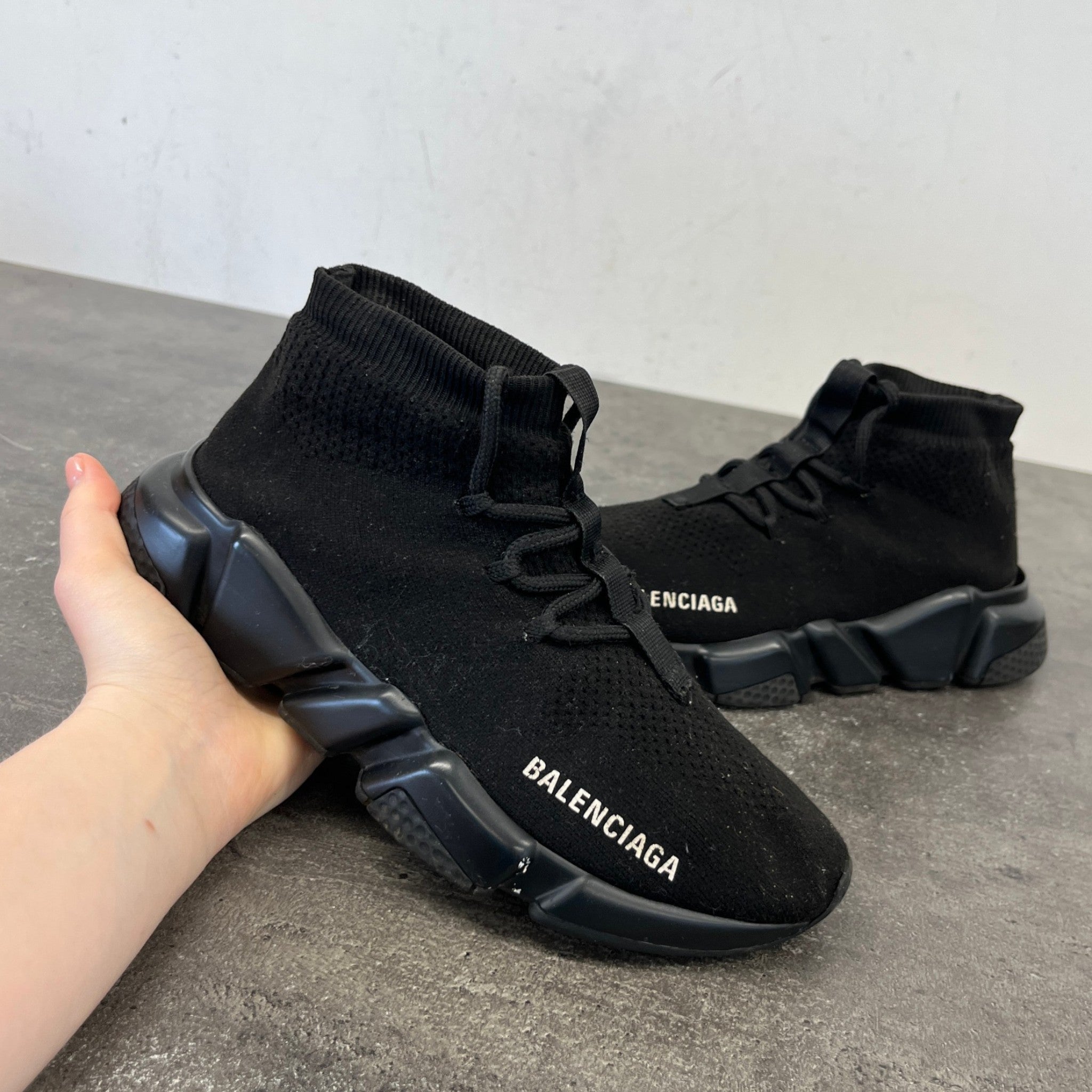 Women's Speed Lace Up High Trainers Black Size EU 36 / UK 3