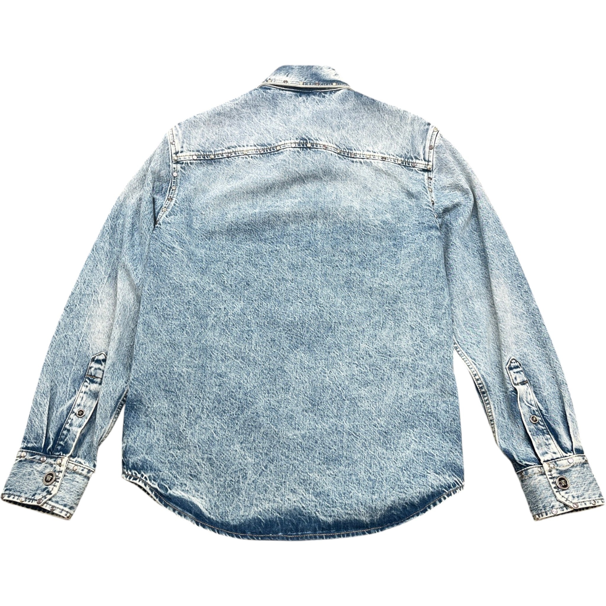 Men's Medusa Head Denim Long Sleeve Shirt Blue Size IT 46 / UK S