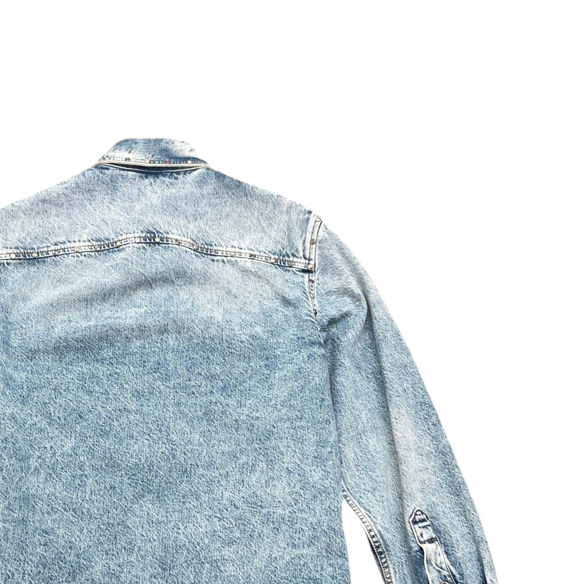 Men's Medusa Head Denim Long Sleeve Shirt Blue Size IT 46 / UK S