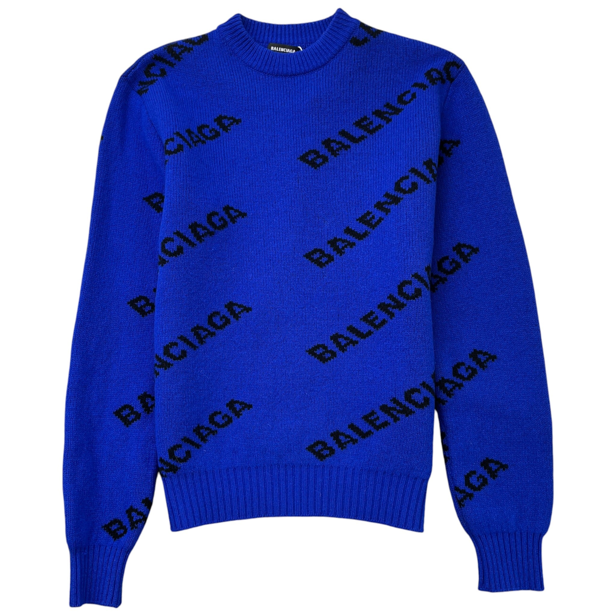 Men's Logo Print Jumper Blue Size XS