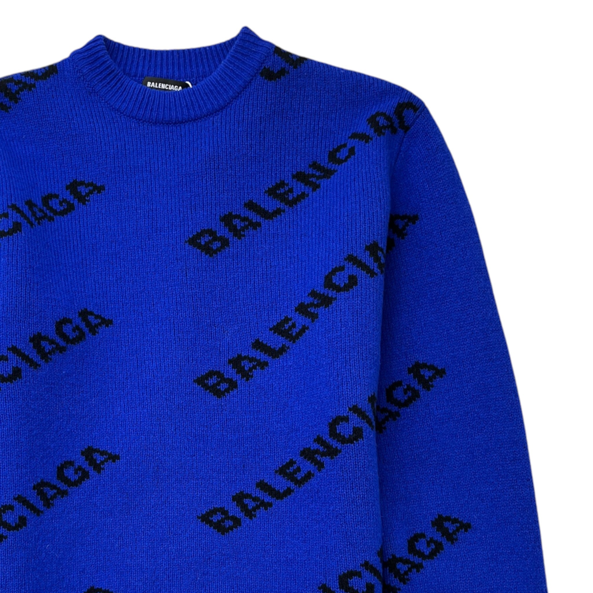Men's Logo Print Jumper Blue Size XS
