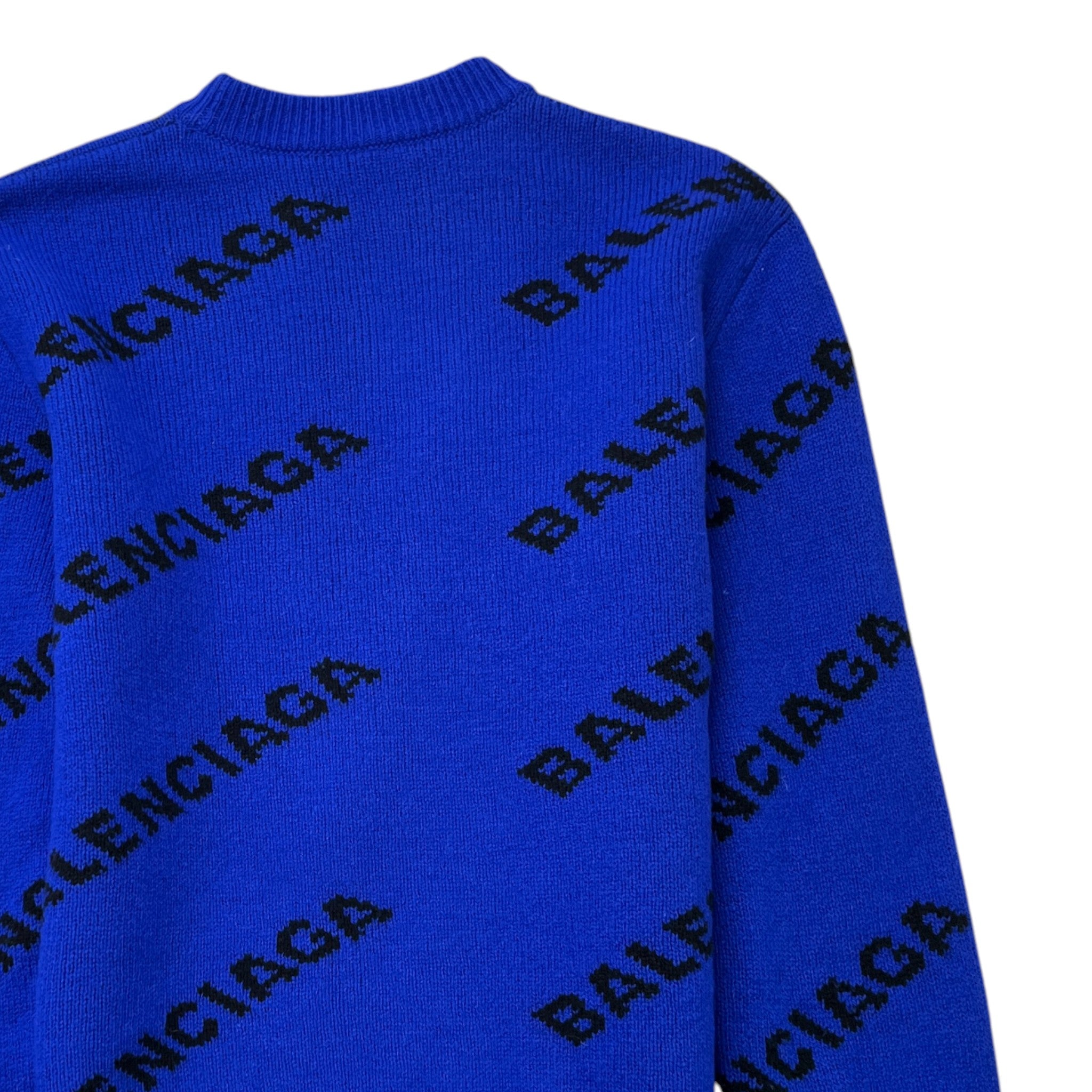 Men's Logo Print Jumper Blue Size XS
