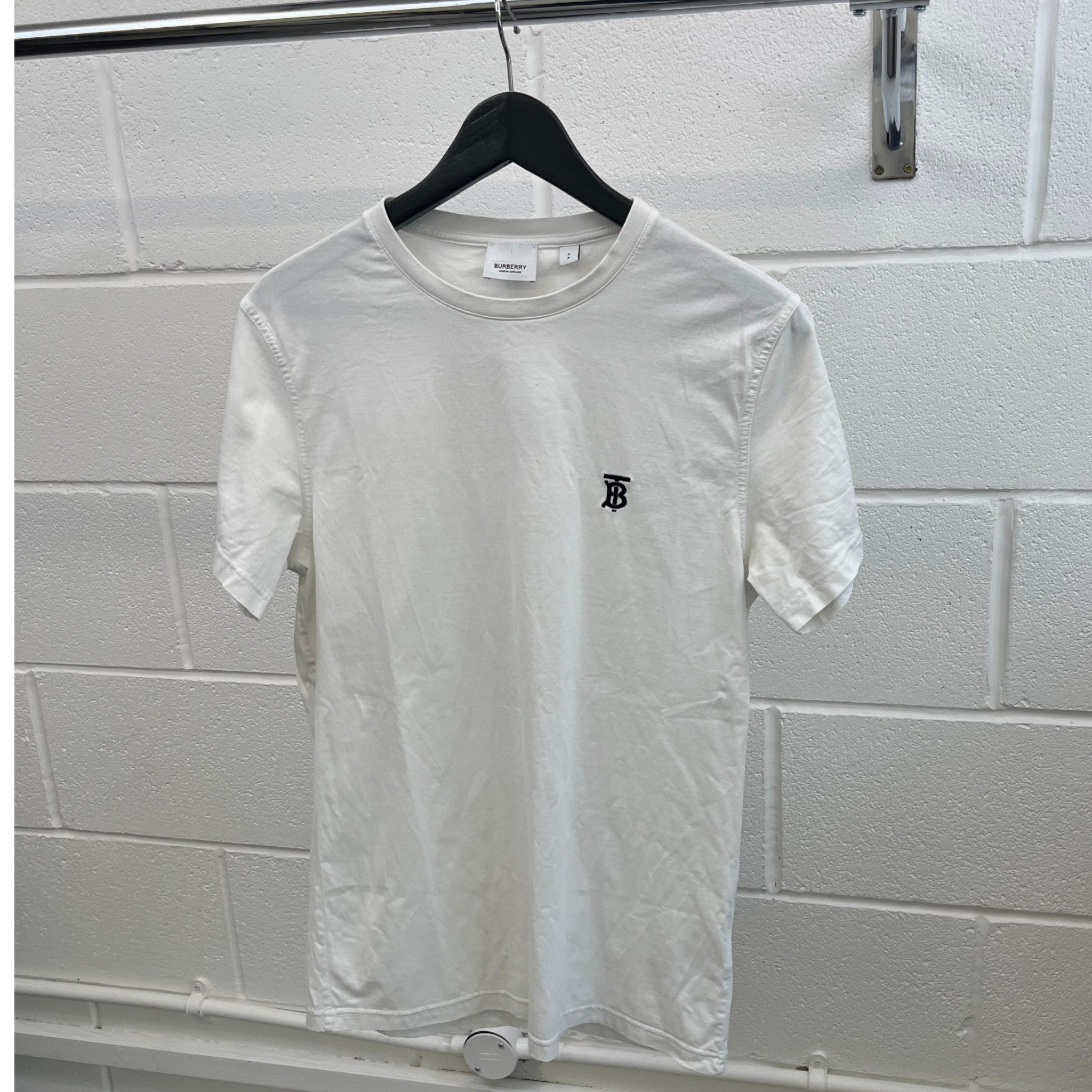 Men's Embroidered Logo T-Shirt White Size S