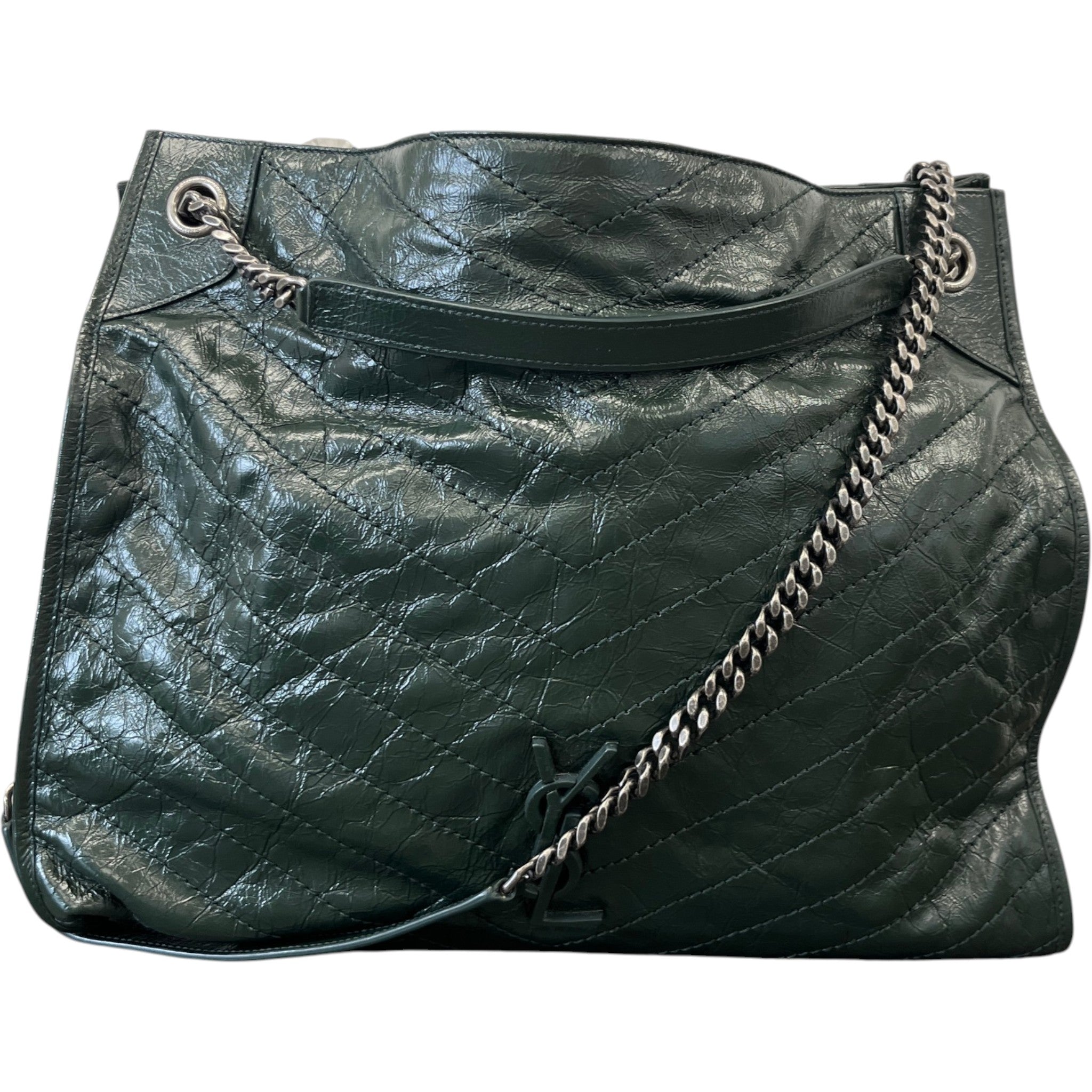 Women's Medium Crinkled Calfskin Monogram Niki Shopper Tote Bag Green