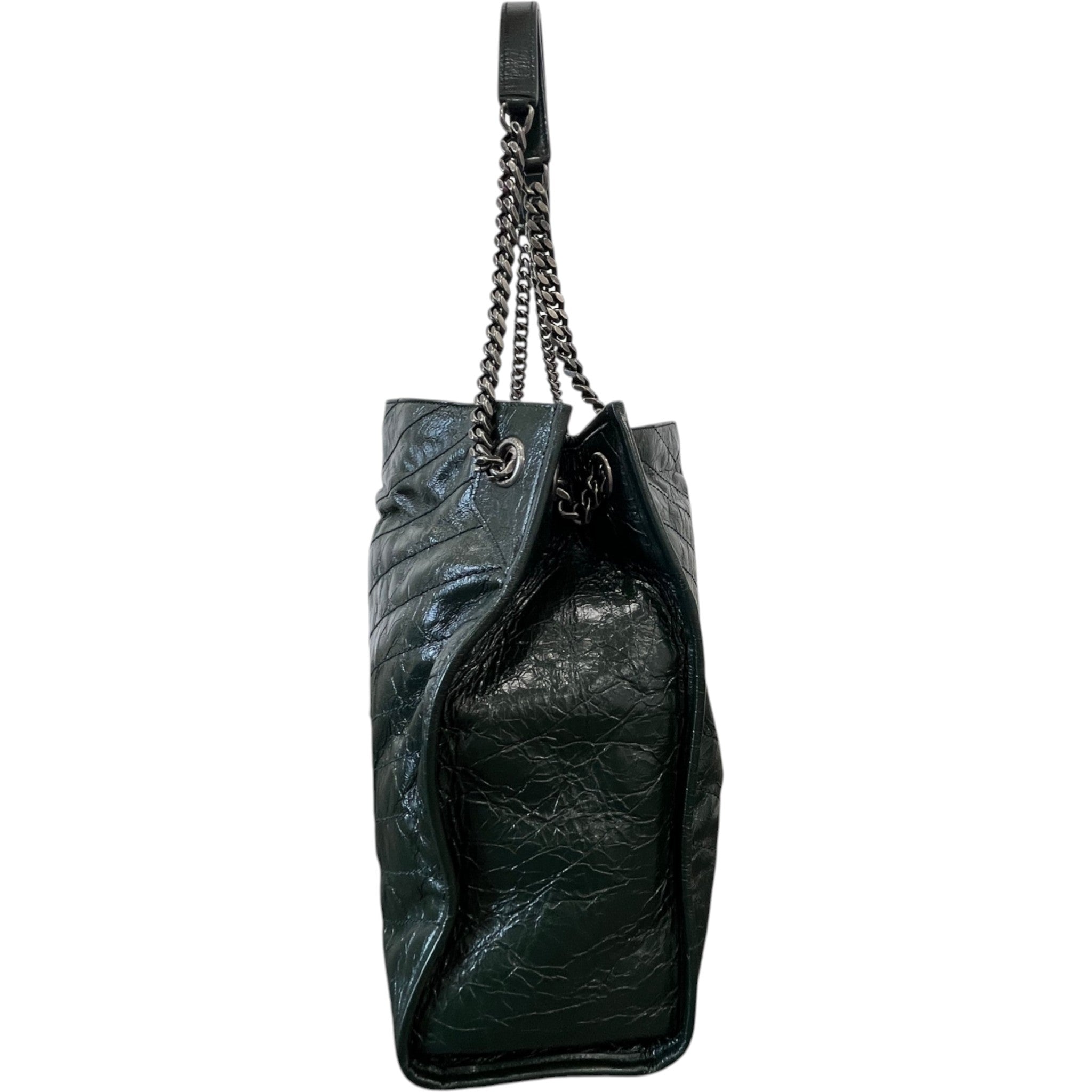 Women's Medium Crinkled Calfskin Monogram Niki Shopper Tote Bag Green