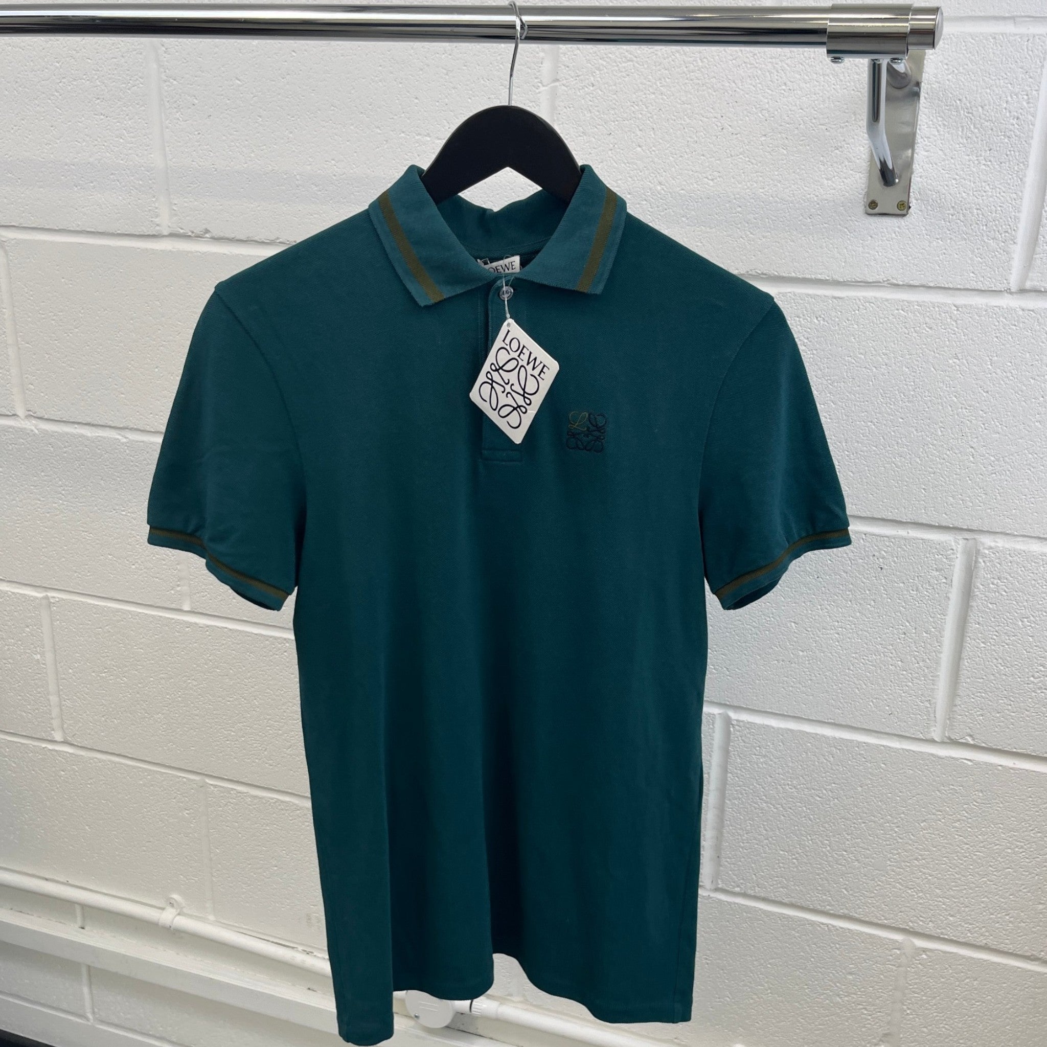 Men's Embroidered Logo Polo Shirt Green Size XS