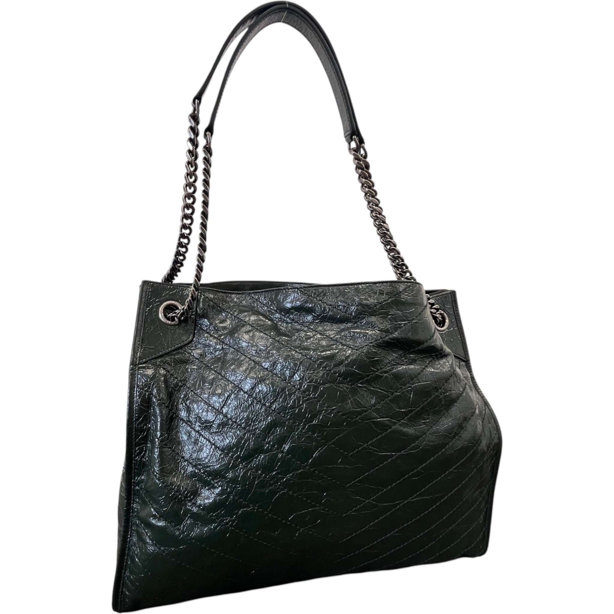 Women's Medium Crinkled Calfskin Monogram Niki Shopper Tote Bag Green