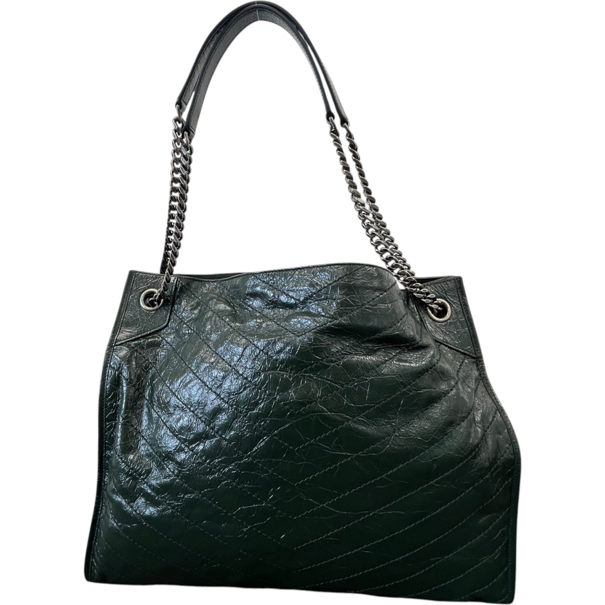 Women's Medium Crinkled Calfskin Monogram Niki Shopper Tote Bag Green