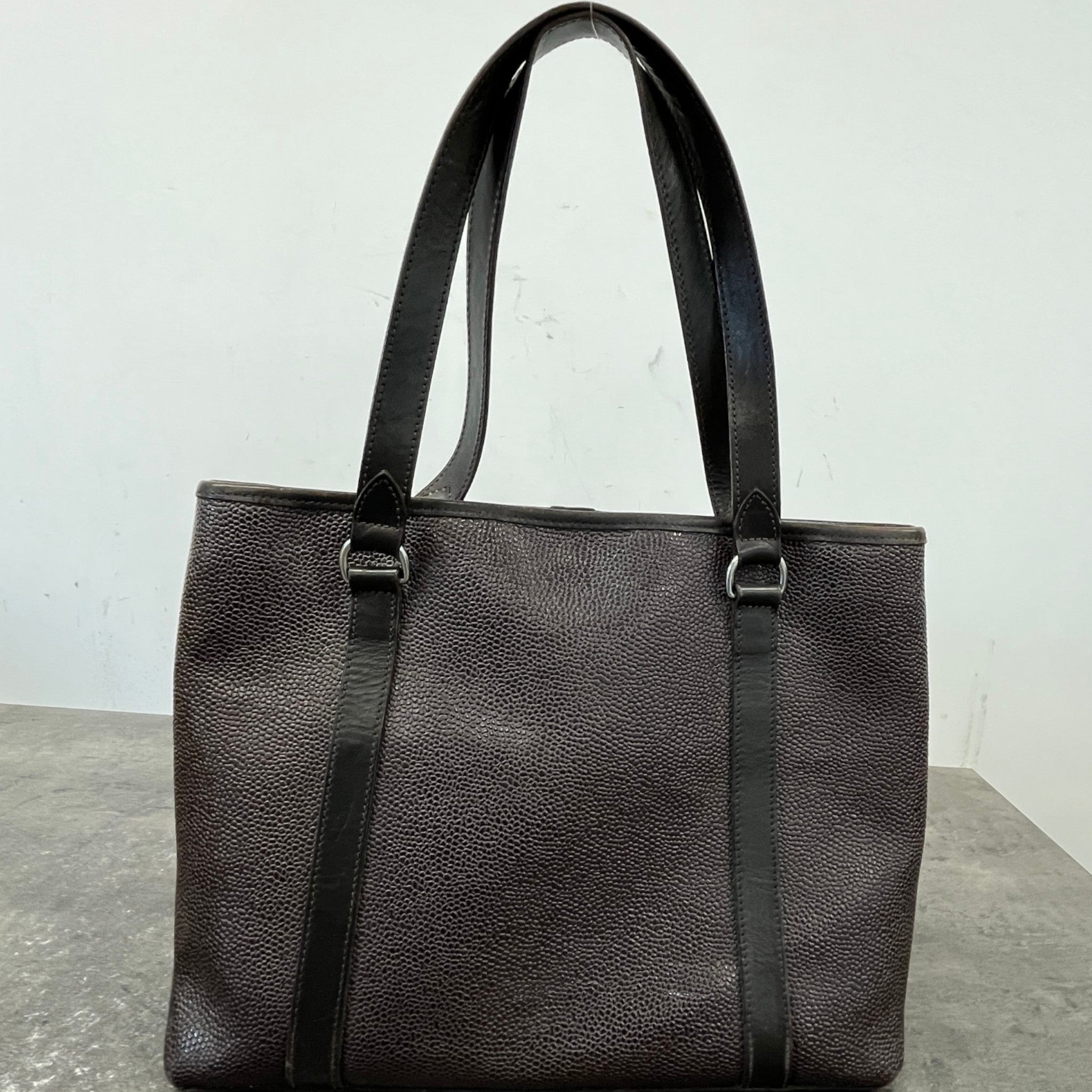Women's Chocolate Scotch Grain Leather Handbag Brown
