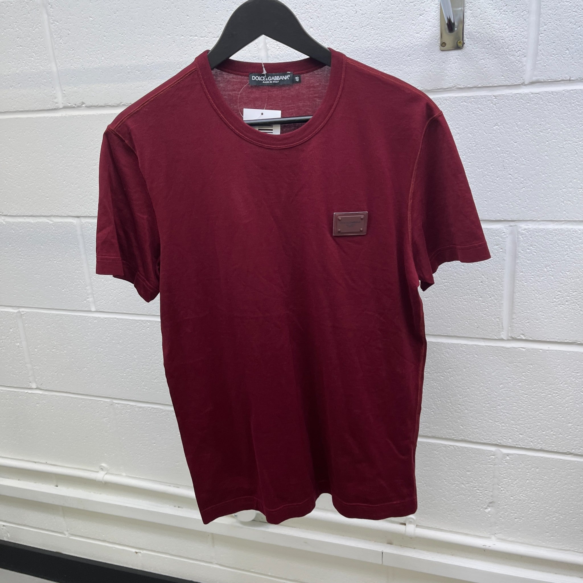Men's Plaque Logo T-Shirt Burgundy Size IT 48 / UK M