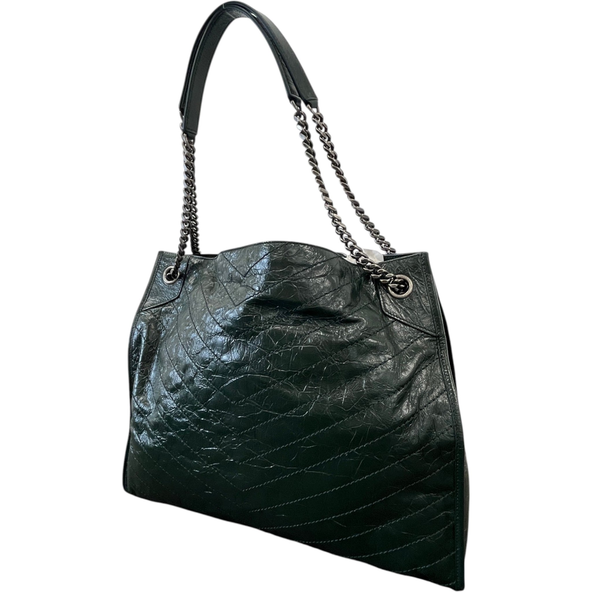 Women's Medium Crinkled Calfskin Monogram Niki Shopper Tote Bag Green