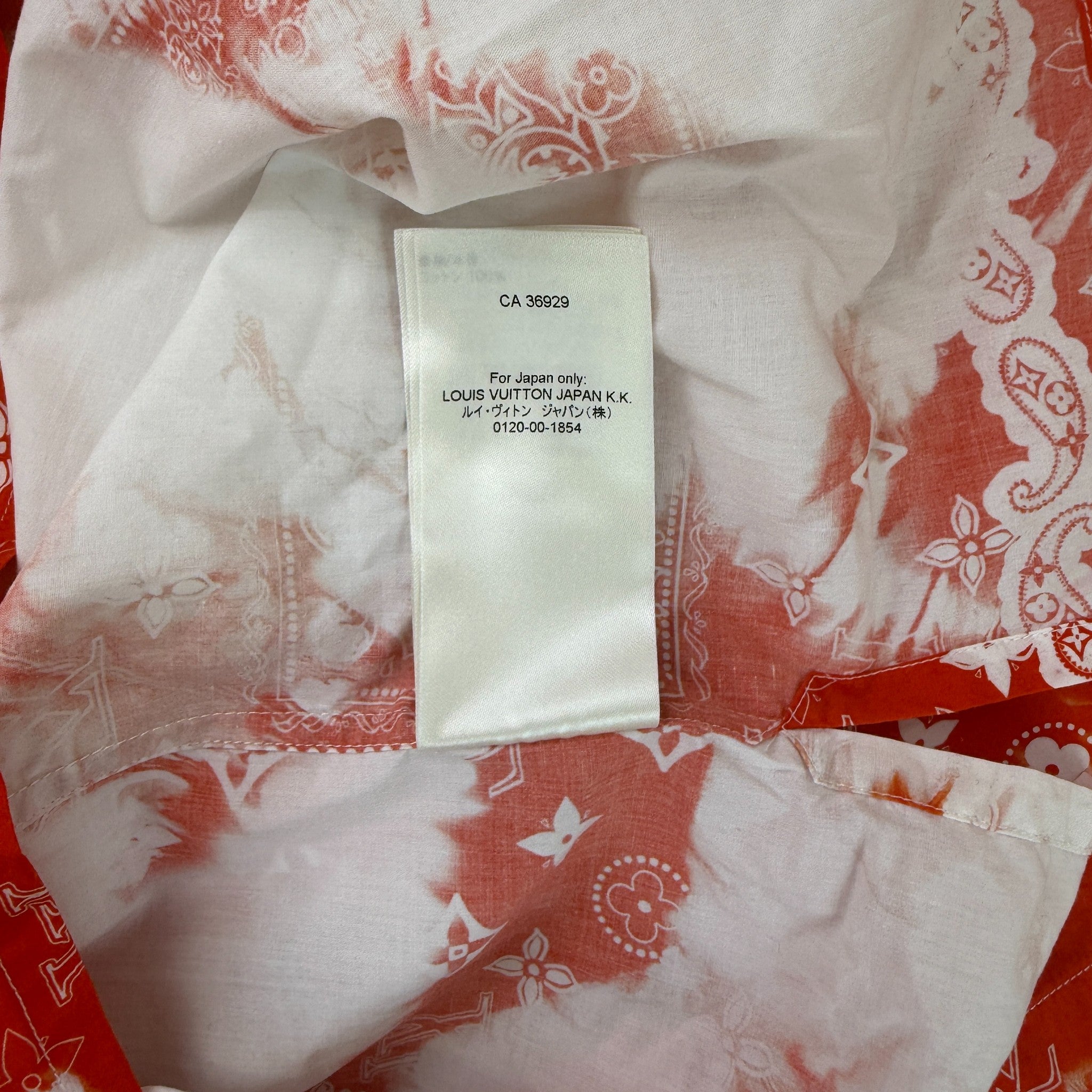 Men's Monogram Bandana Print Short Sleeve Shirt Red Size L