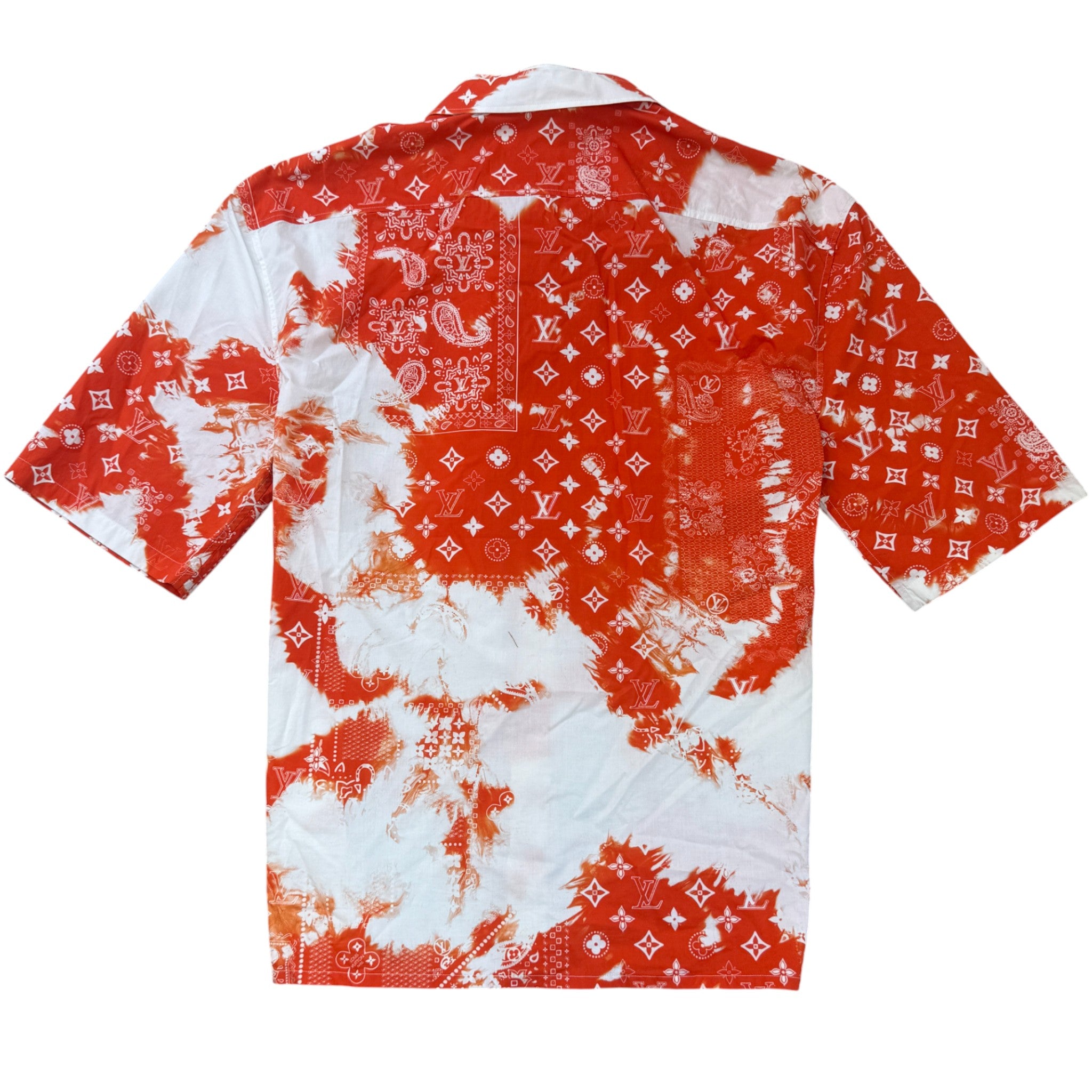 Men's Monogram Bandana Print Short Sleeve Shirt Red Size L