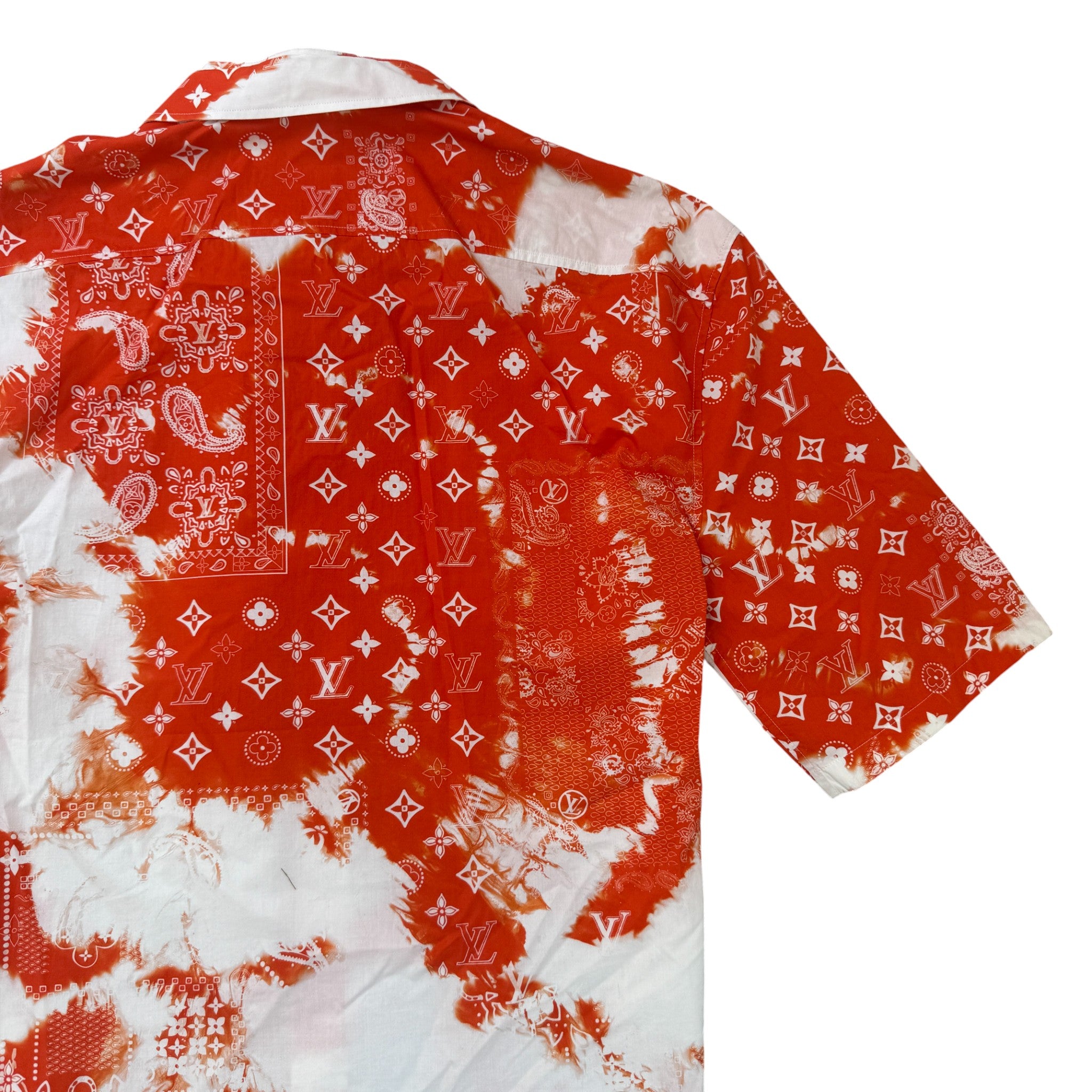 Men's Monogram Bandana Print Short Sleeve Shirt Red Size L