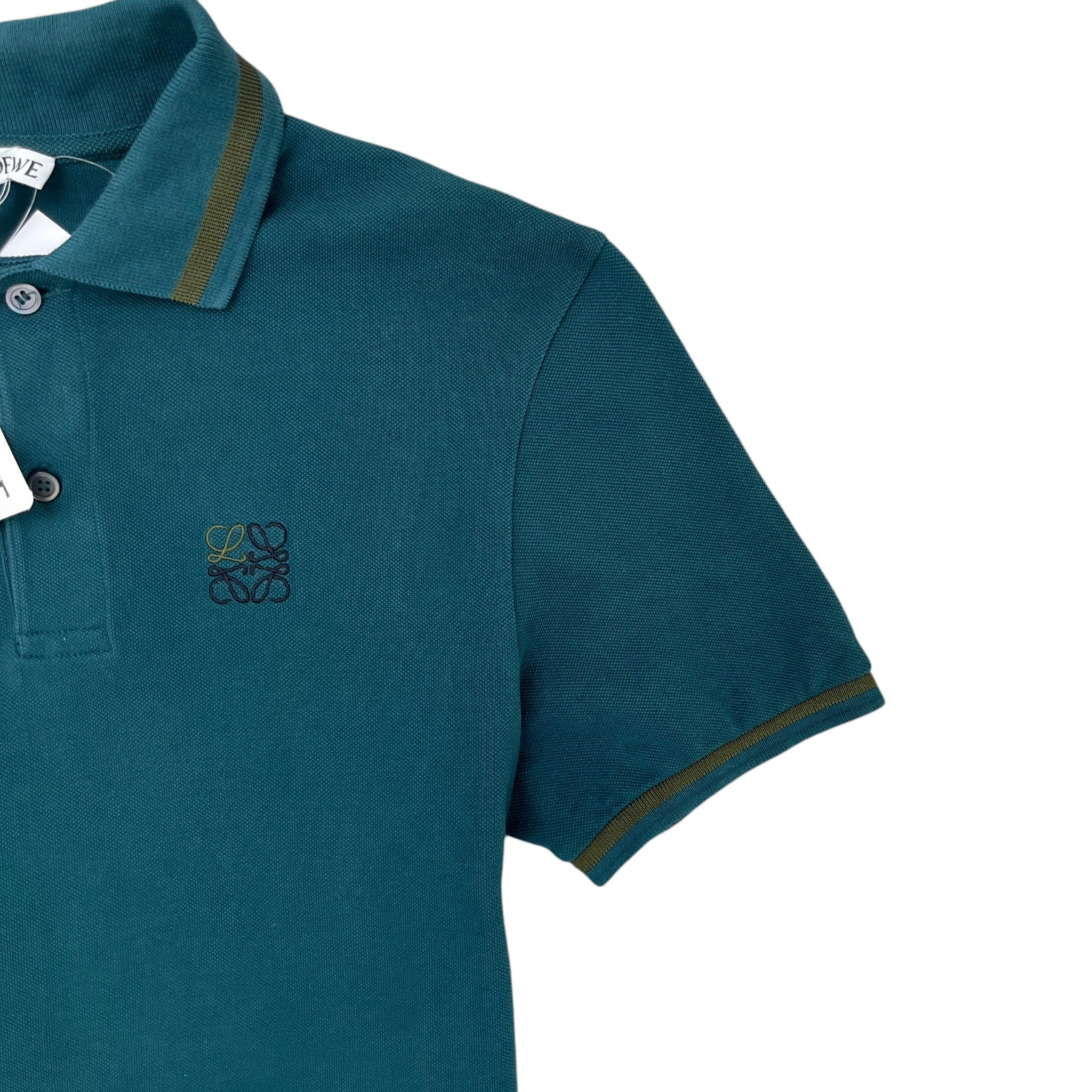 Men's Embroidered Logo Polo Shirt Green Size XS