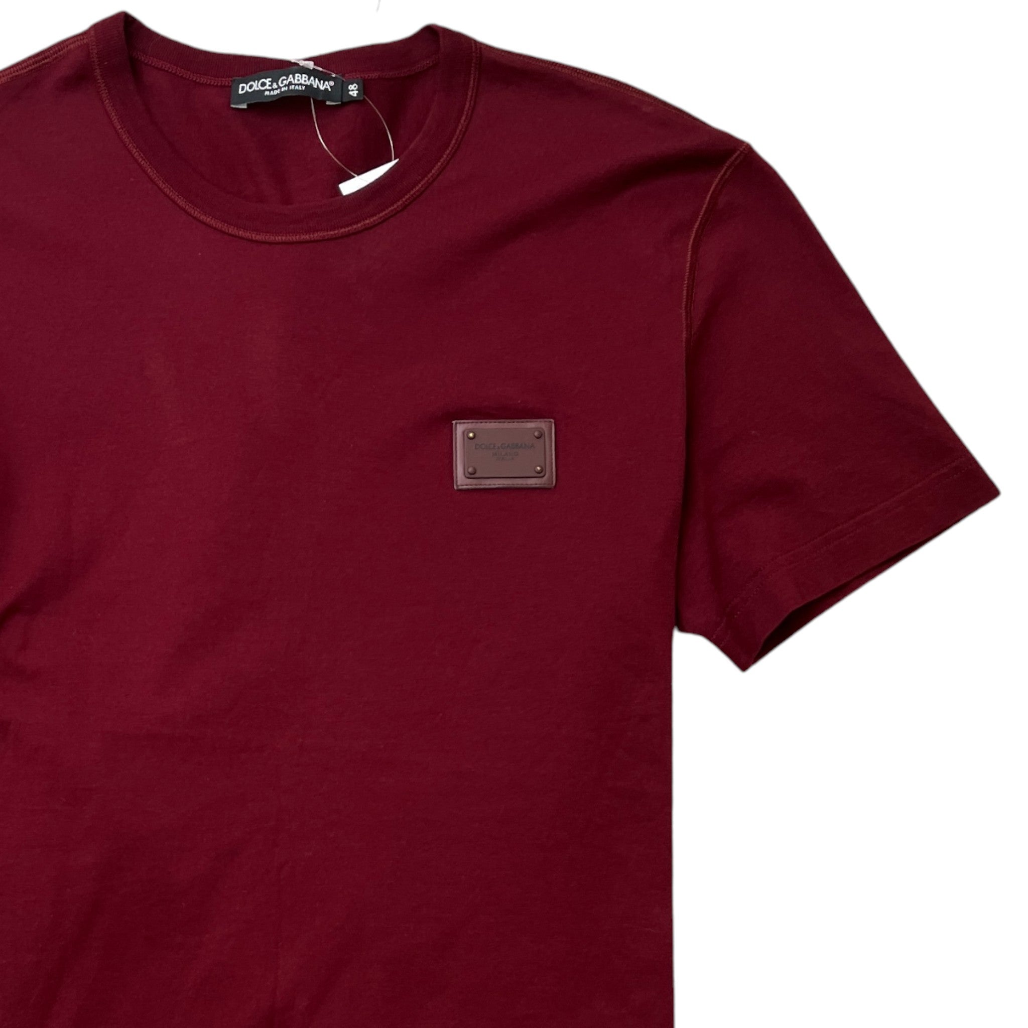 Men's Plaque Logo T-Shirt Burgundy Size IT 48 / UK M
