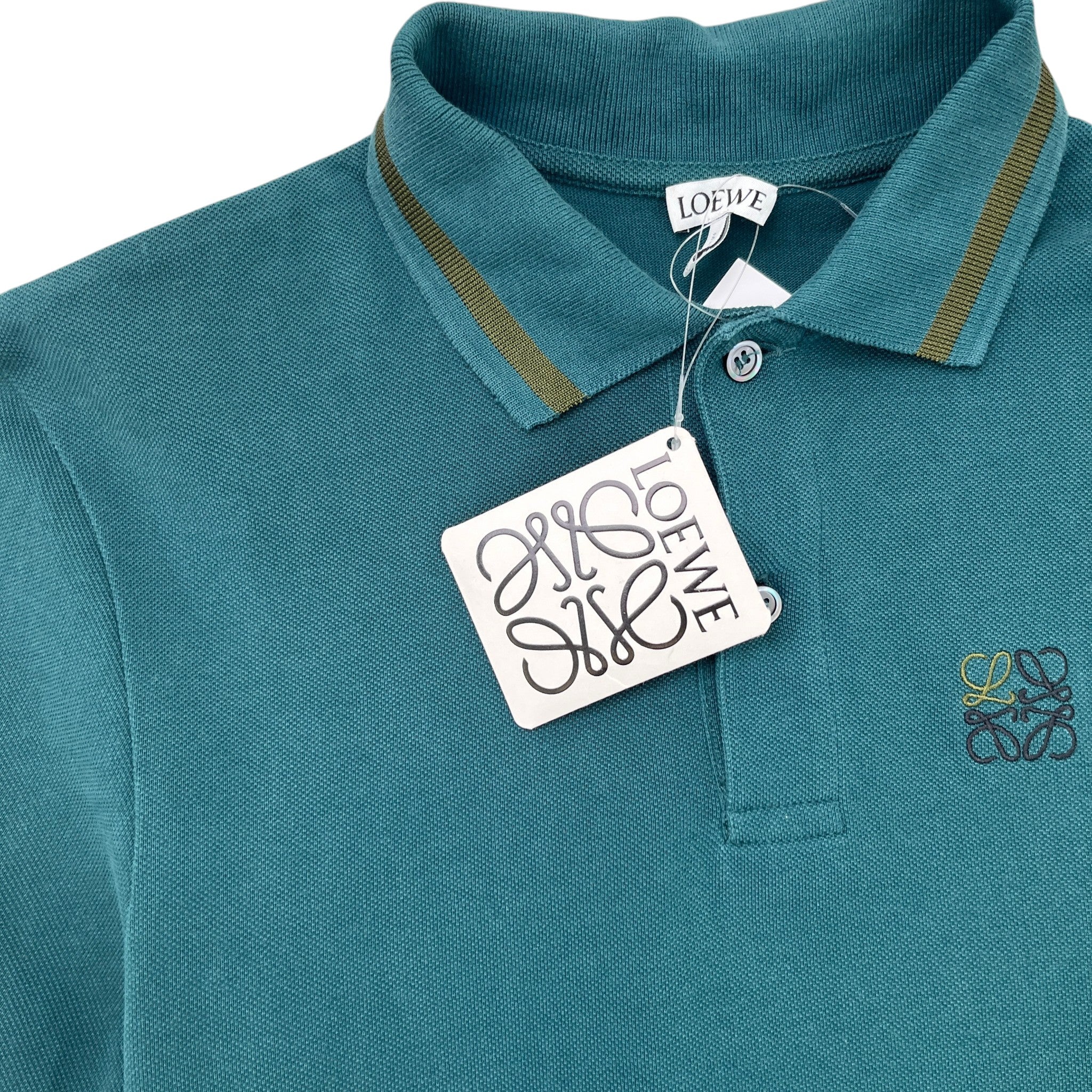 Men's Embroidered Logo Polo Shirt Green Size XS
