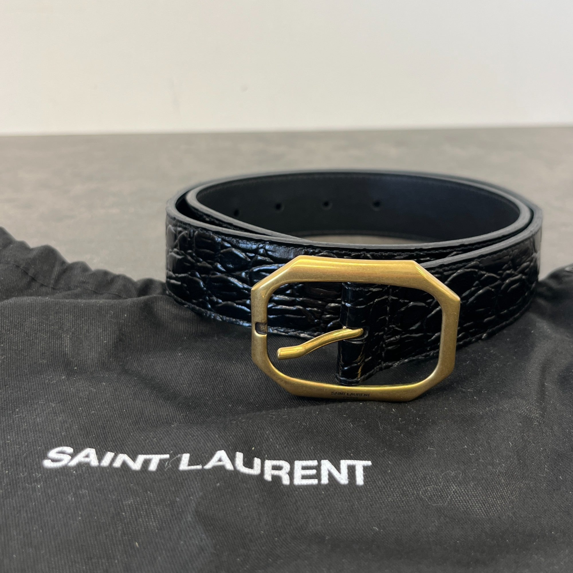 Women's Croc Print Logo Belt Black Size 70CM / UK 6