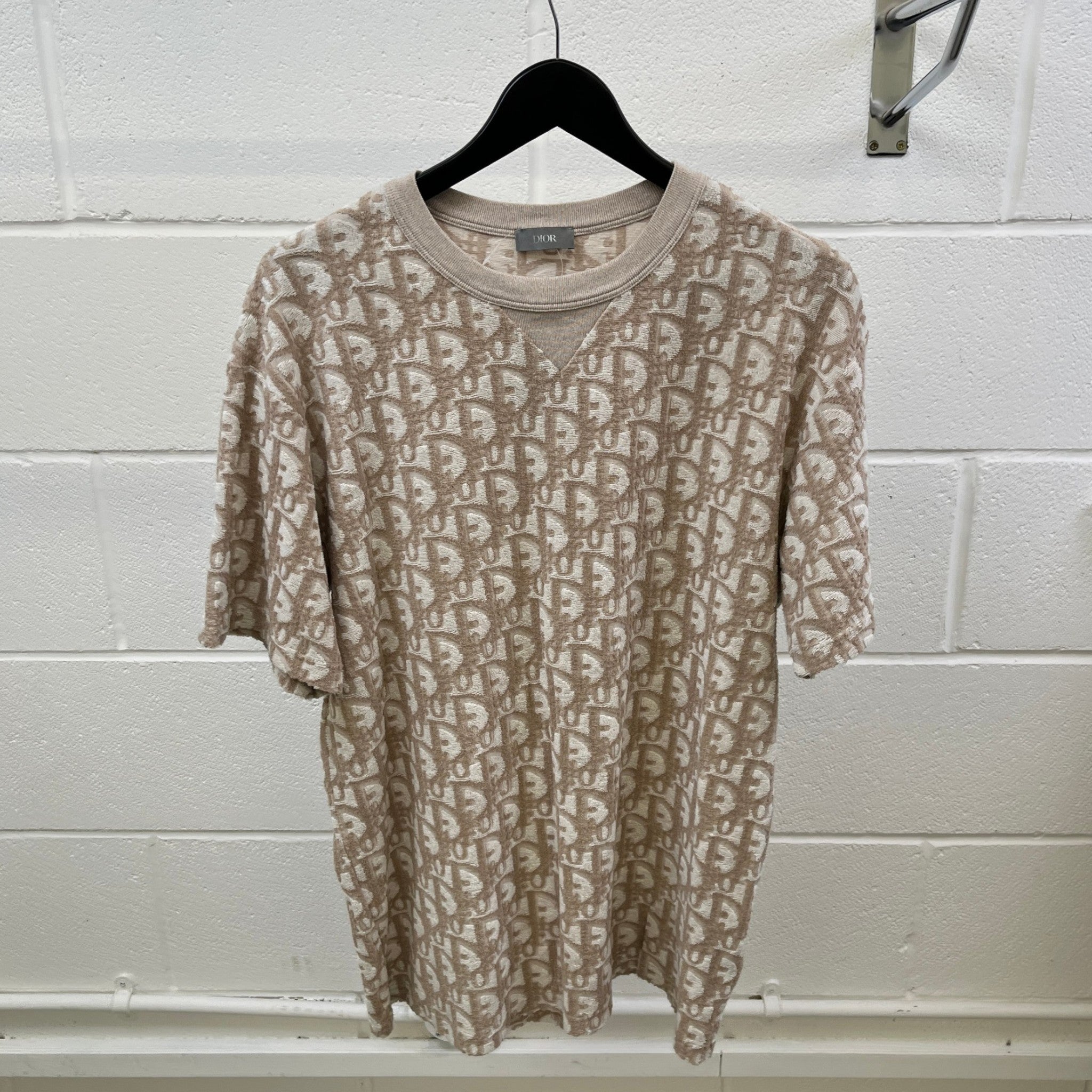 Men's Oblique Towelling T-Shirt Beige Size M