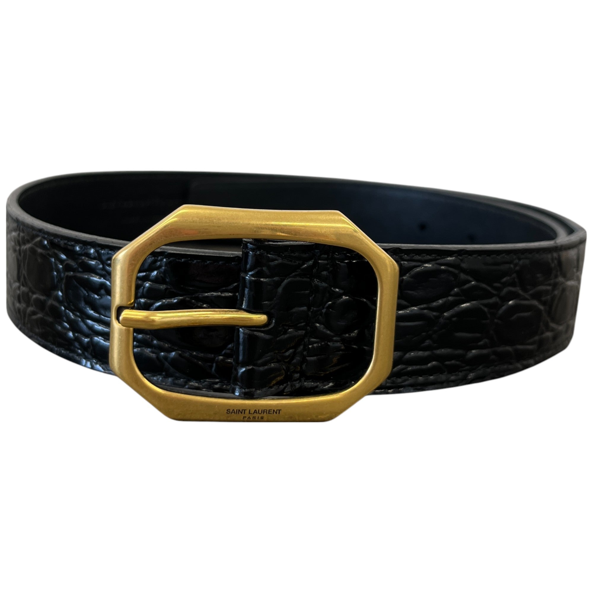 Women's Croc Print Logo Belt Black Size 70CM / UK 6