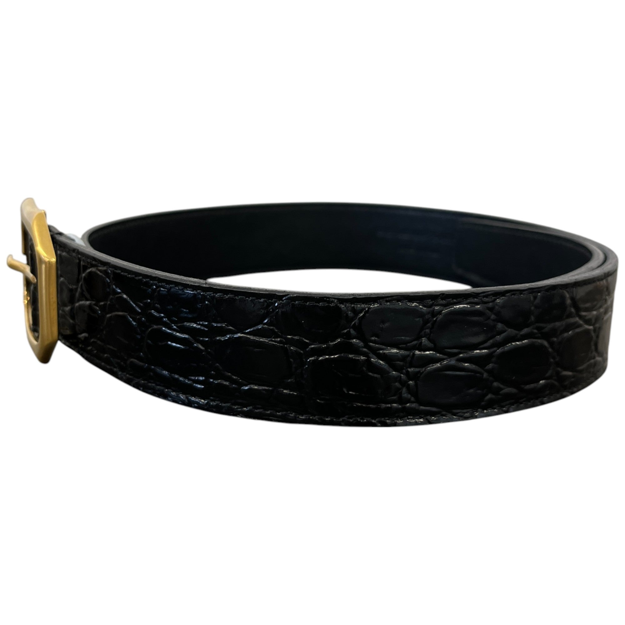 Women's Croc Print Logo Belt Black Size 70CM / UK 6