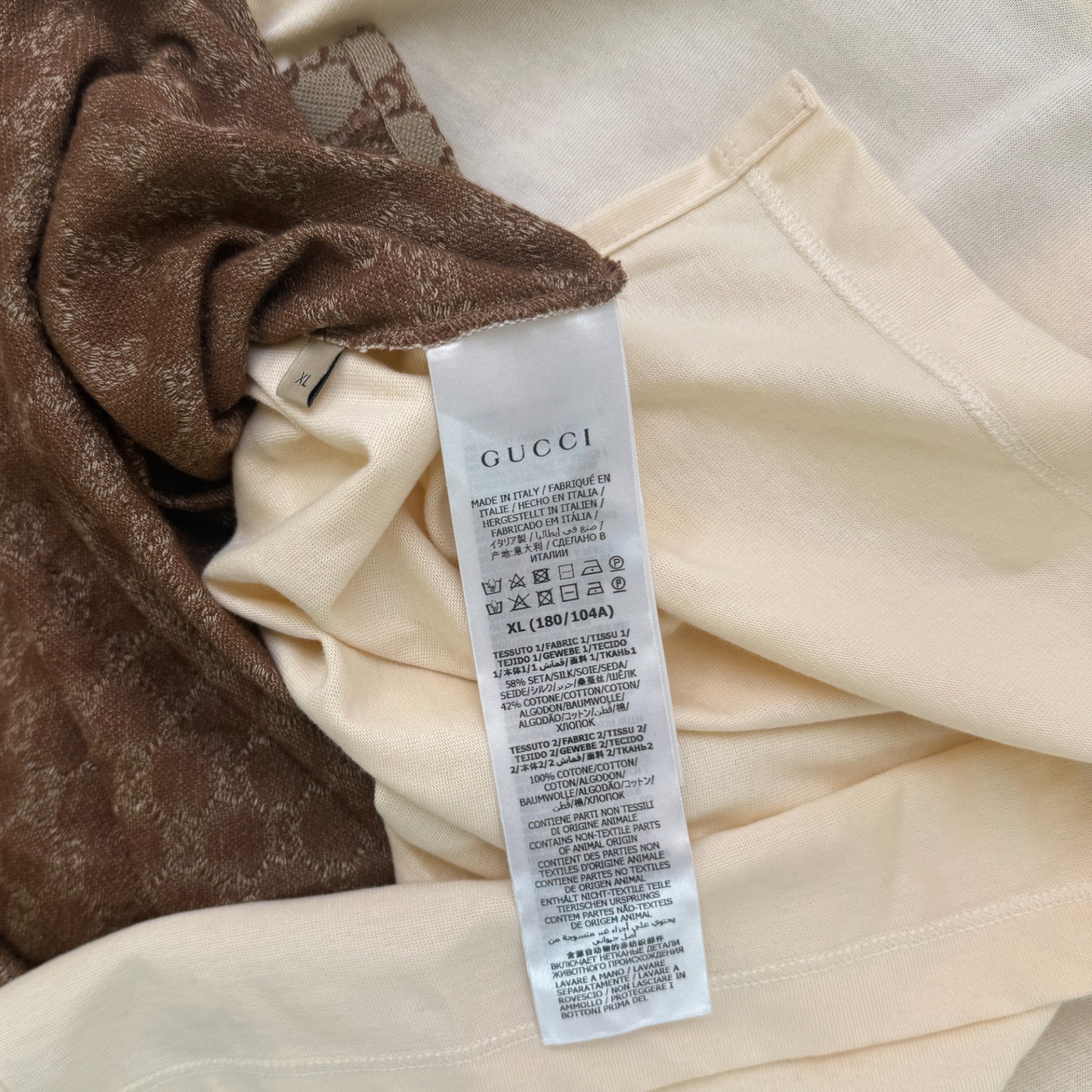 Men's Gg Monogram Print Polo Shirt Brown Size XL