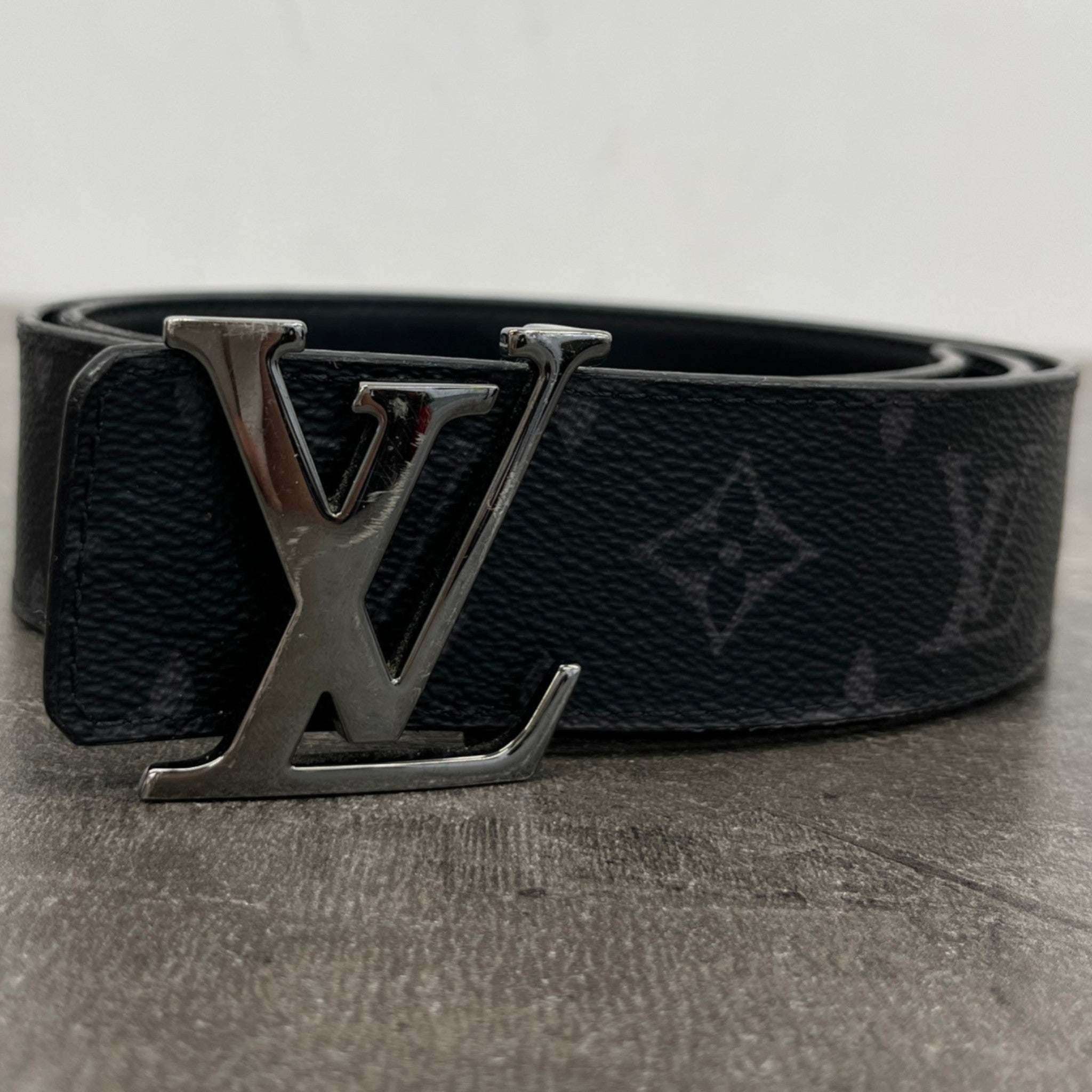 Men's Initiales Monogram Eclipse Belt Black Size Waist 36"