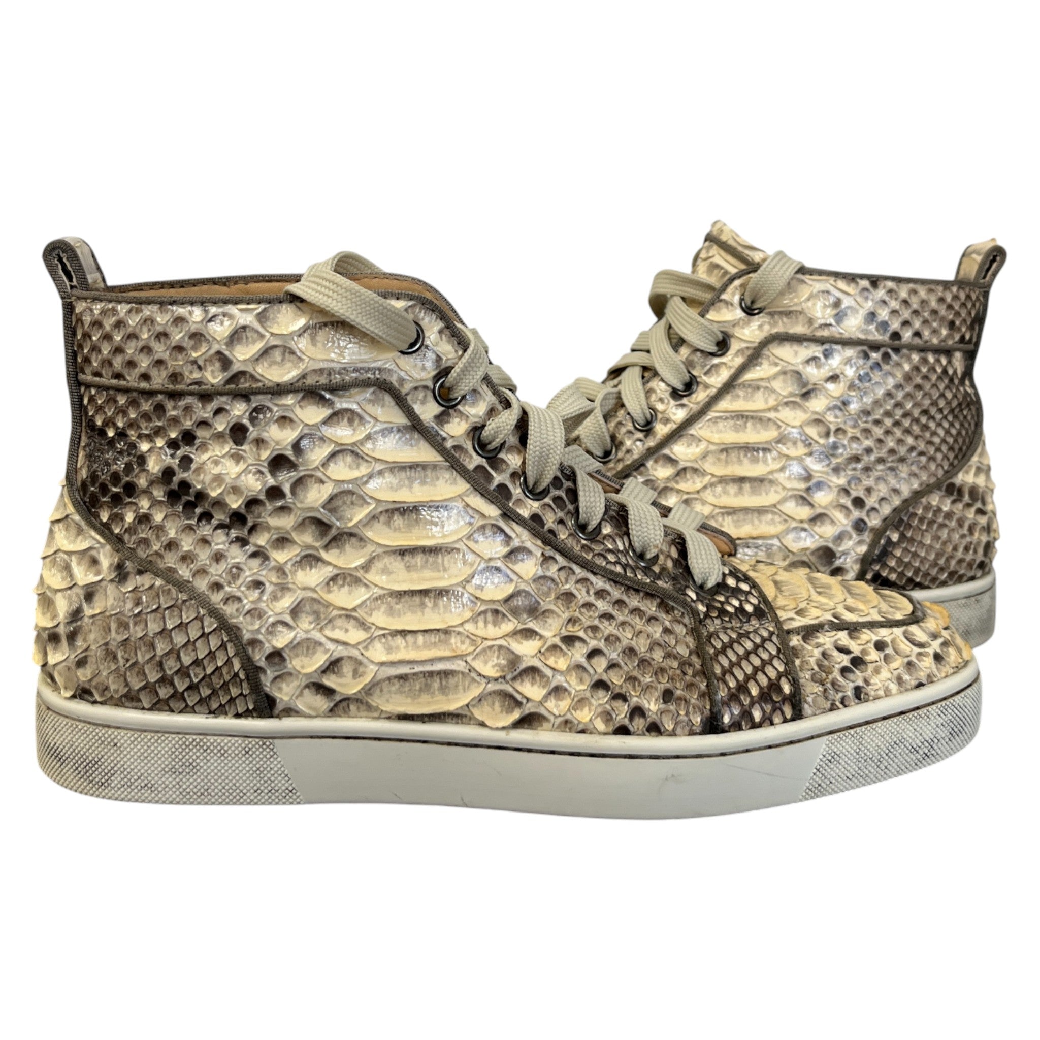 Men's Louis Flat Python High Trainers Beige Size EU 40.5 / UK 6.5