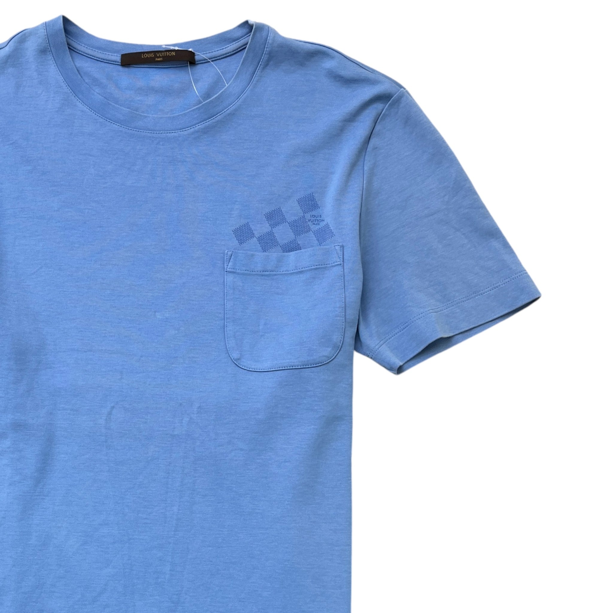 Men's Damier Pocket T-Shirt Blue Size M