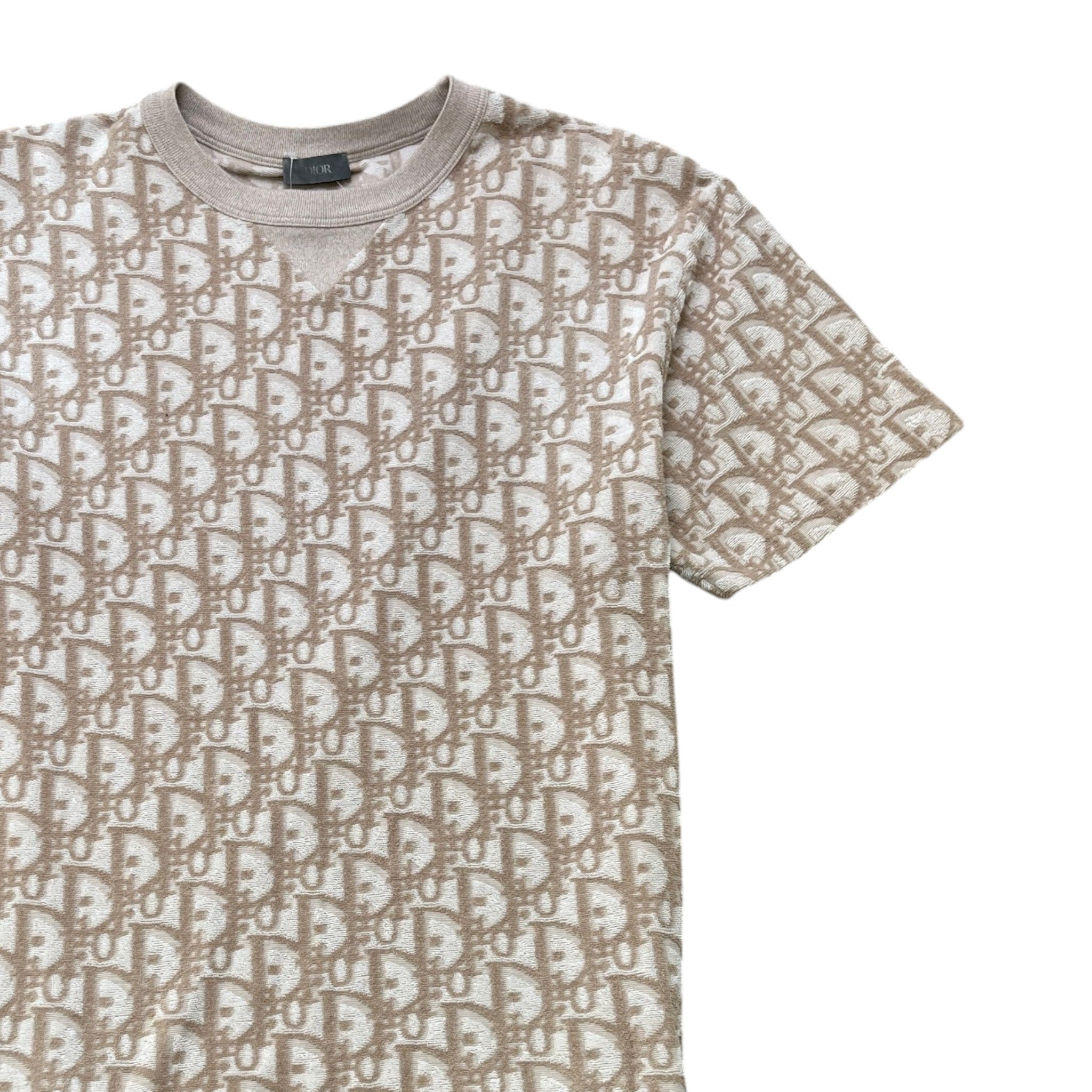 Men's Oblique Towelling T-Shirt Beige Size M