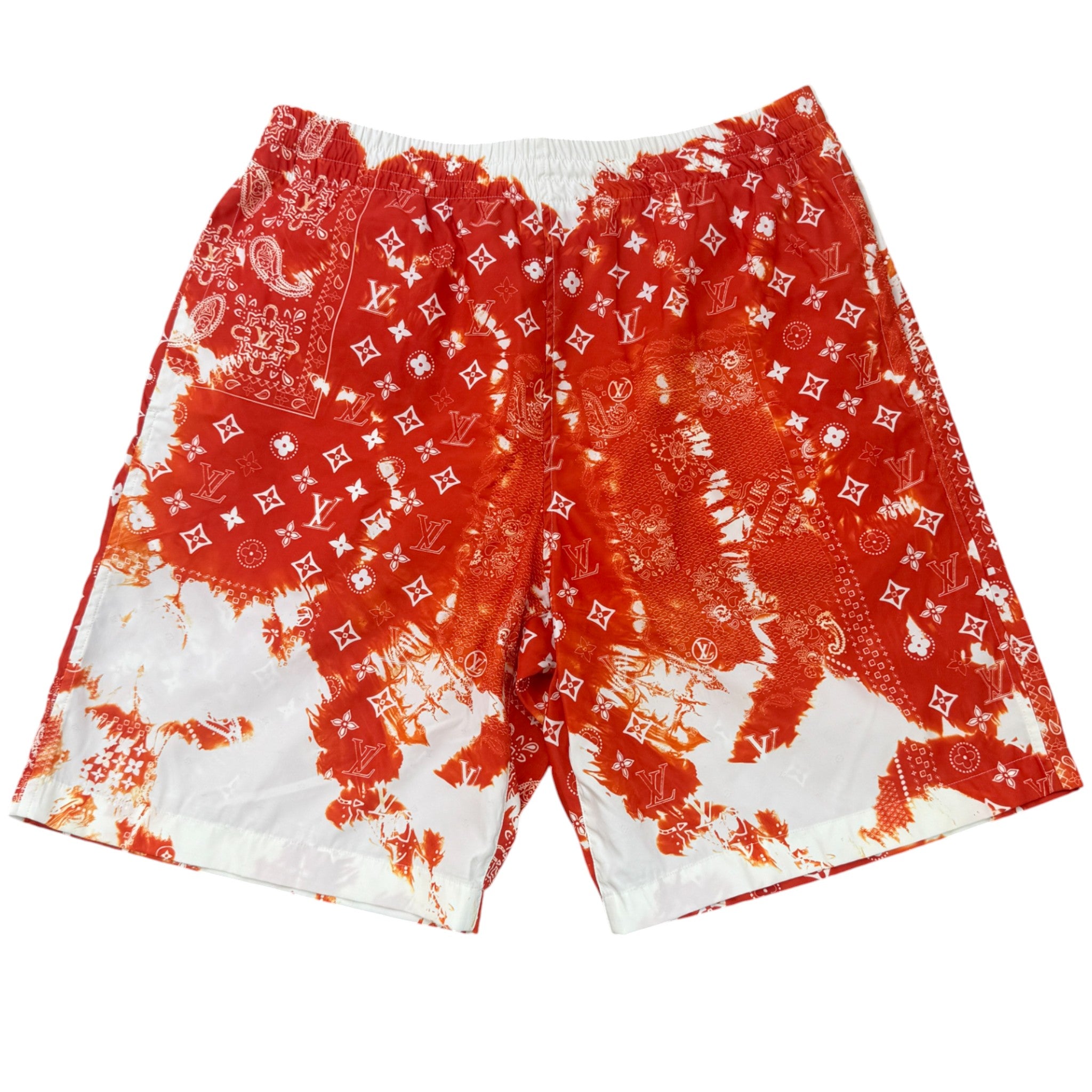 Men's Monogram Bandana Print Shorts Red Size L