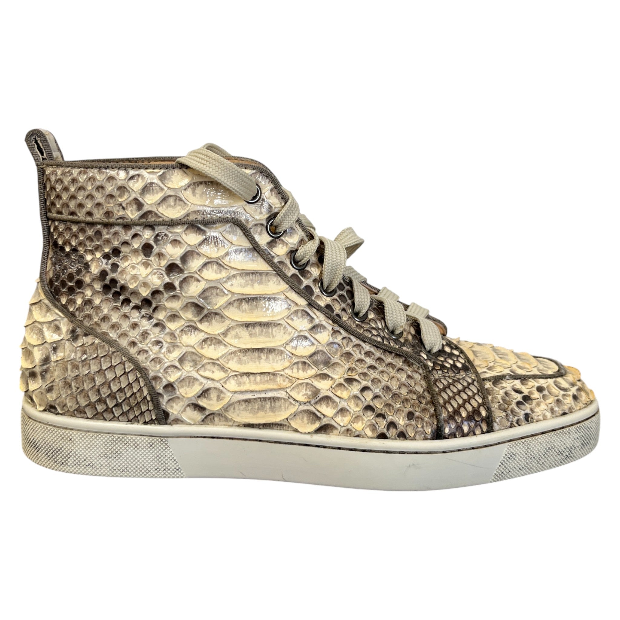 Men's Louis Flat Python High Trainers Beige Size EU 40.5 / UK 6.5