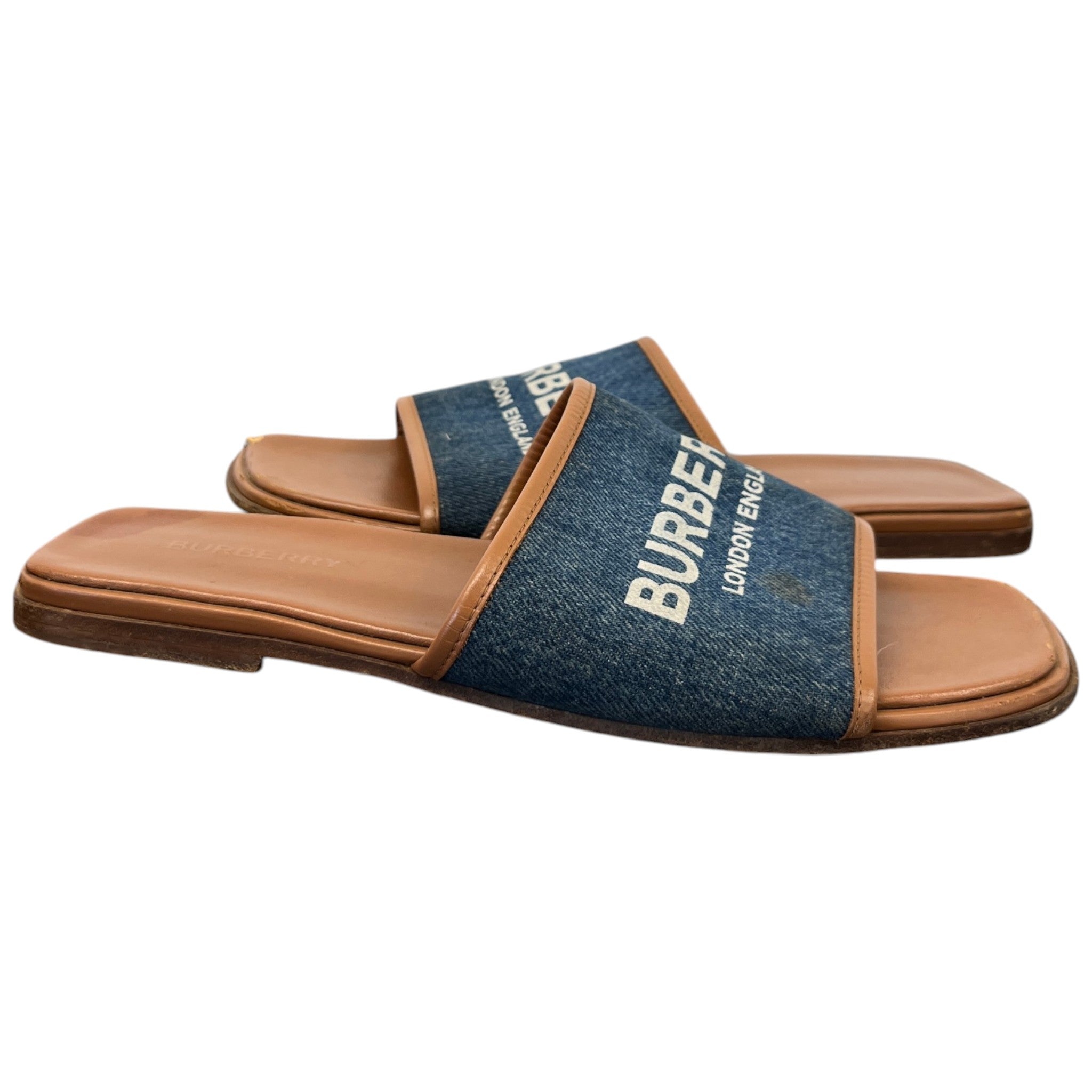 Women's Denim Logo Print Sandals Blue Size EU 39 / UK 6